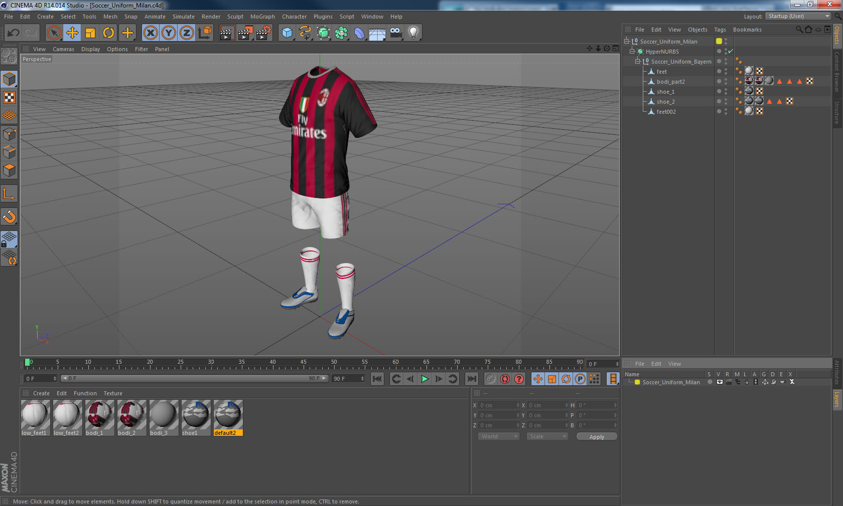 3D model Soccer Uniform Milan