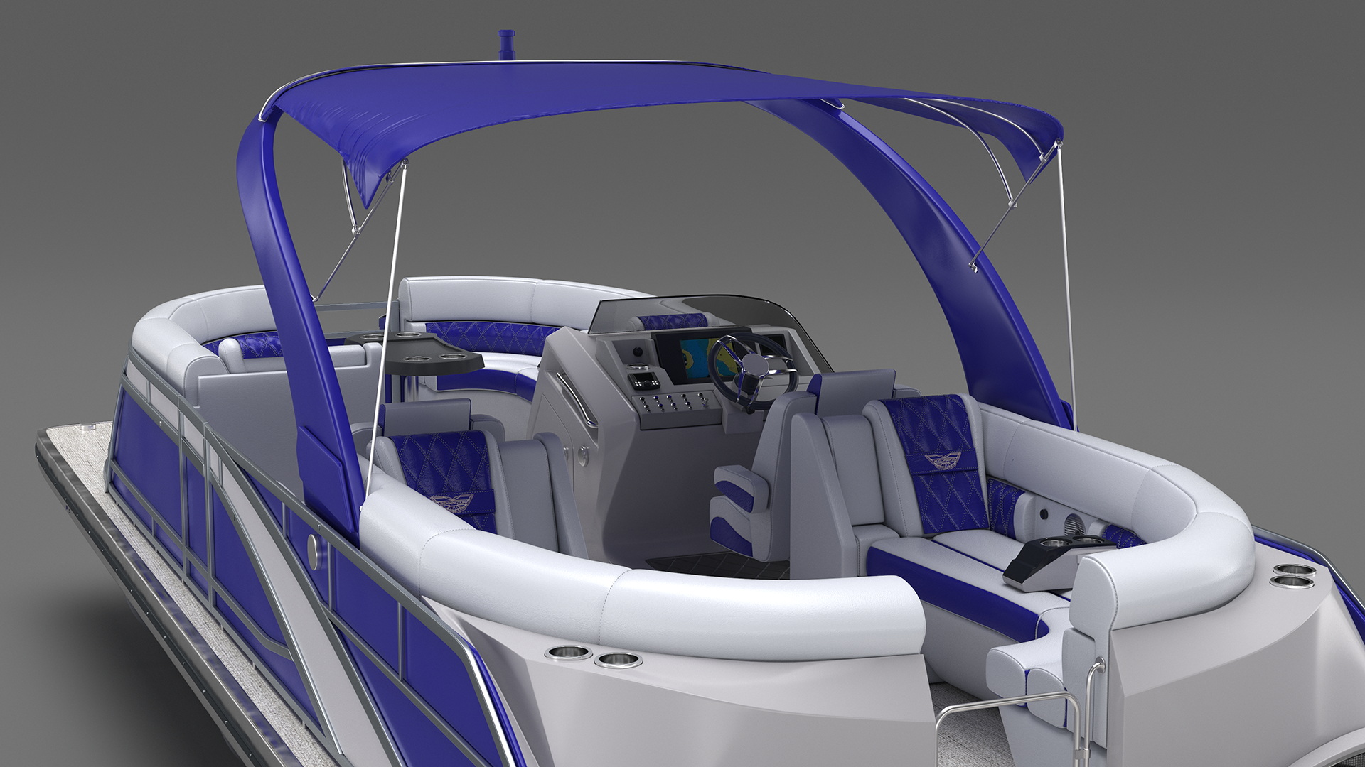 3D Designer Pontoon Boat Blue