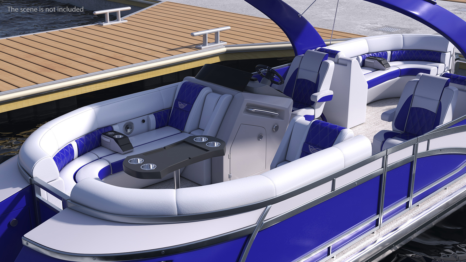 3D Designer Pontoon Boat Blue