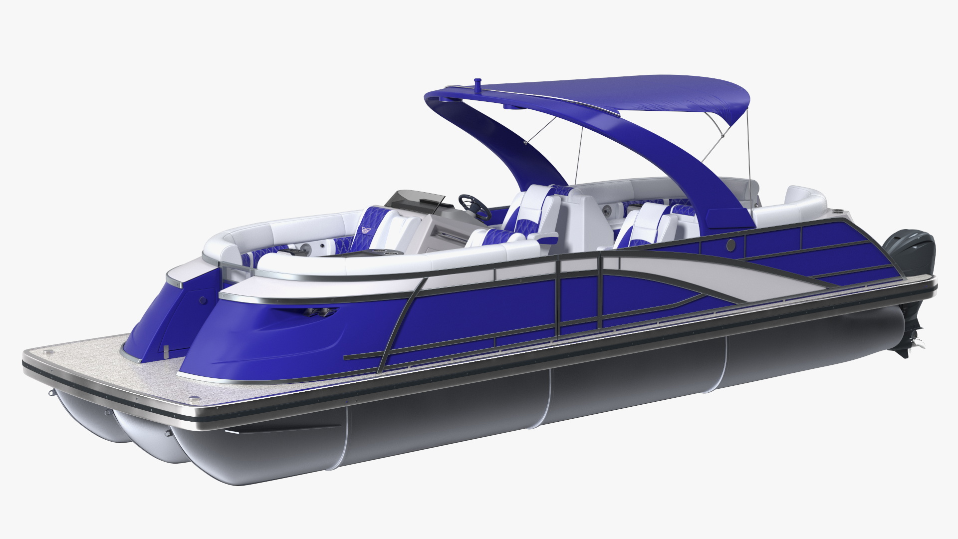 3D Designer Pontoon Boat Blue