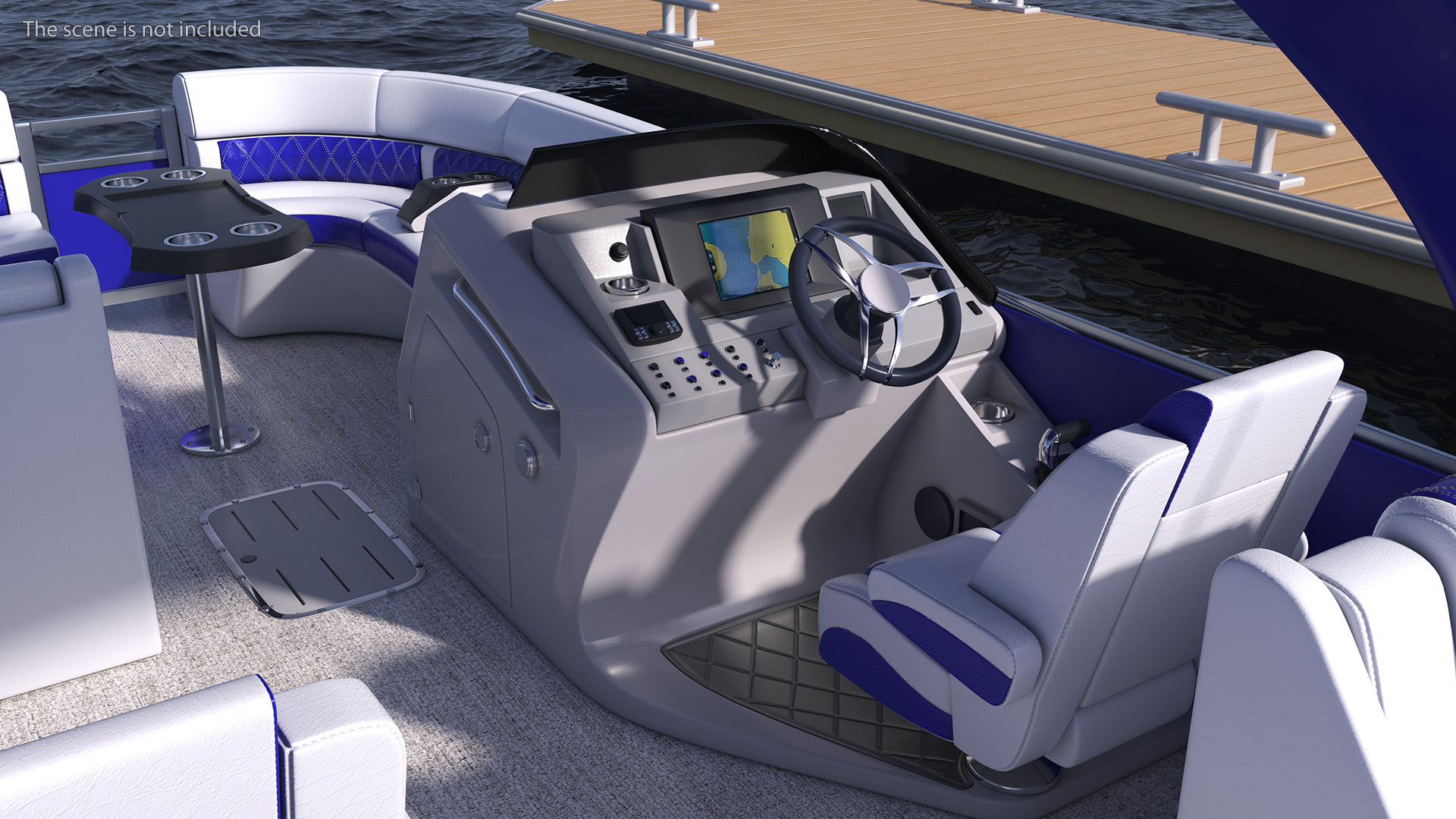 3D Designer Pontoon Boat Blue