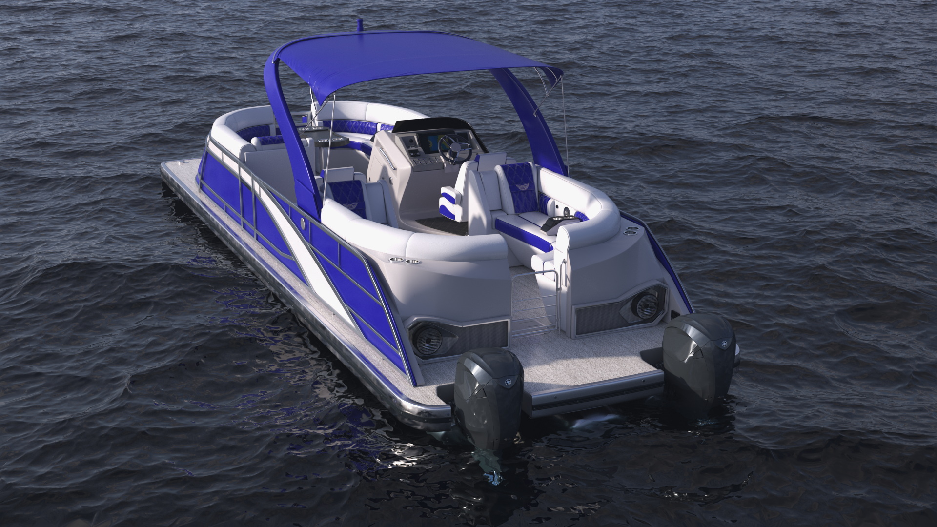 3D Designer Pontoon Boat Blue