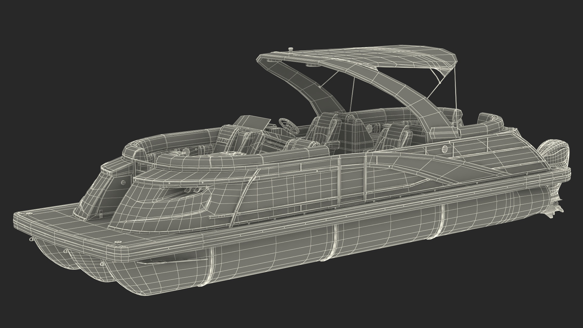 3D Designer Pontoon Boat Blue