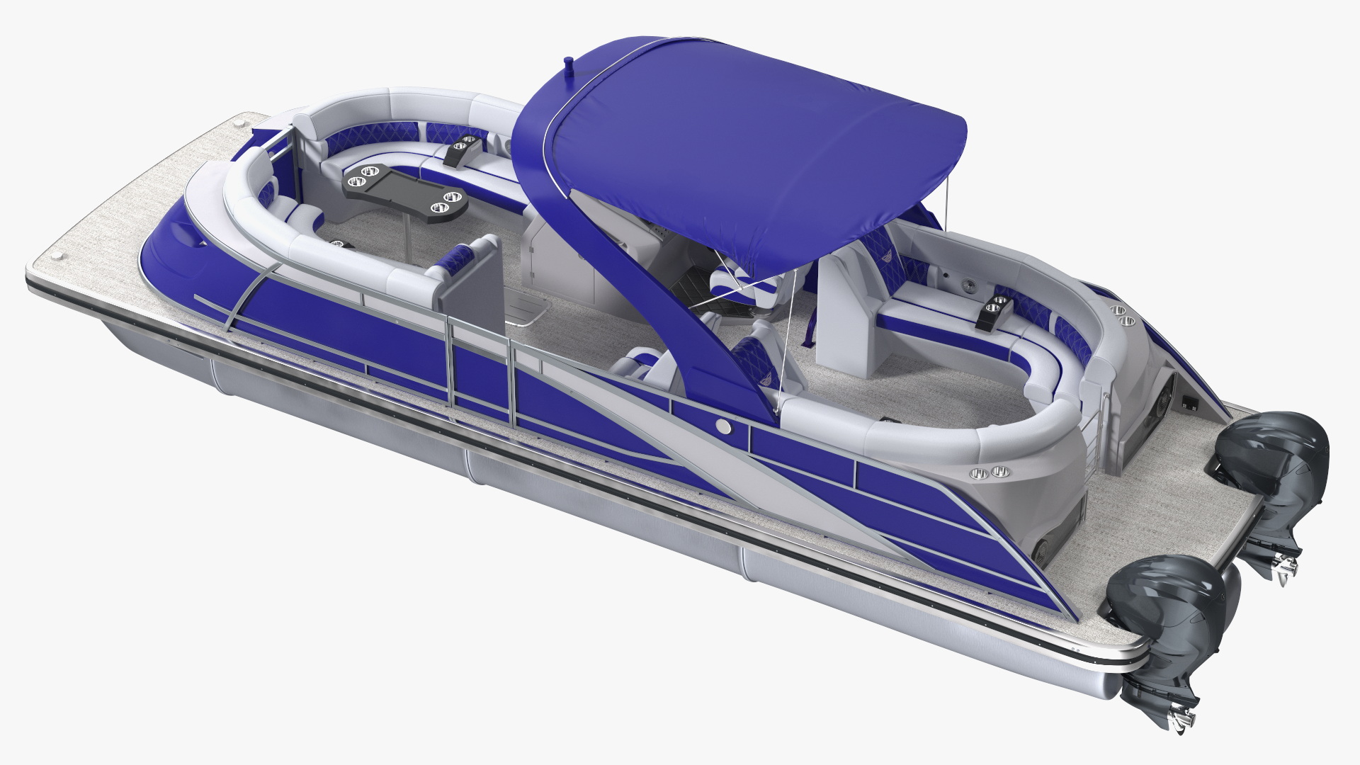 3D Designer Pontoon Boat Blue