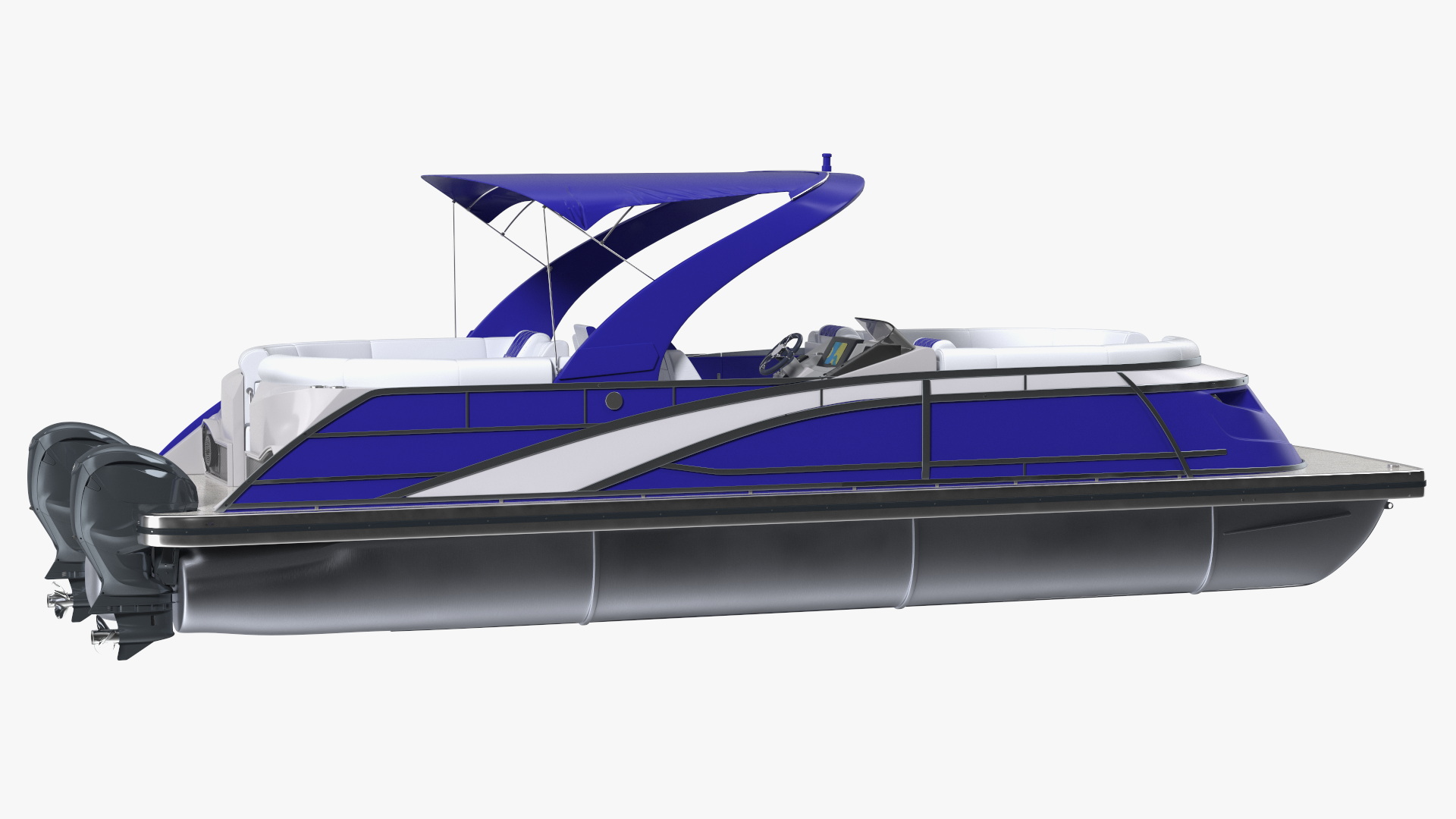 3D Designer Pontoon Boat Blue