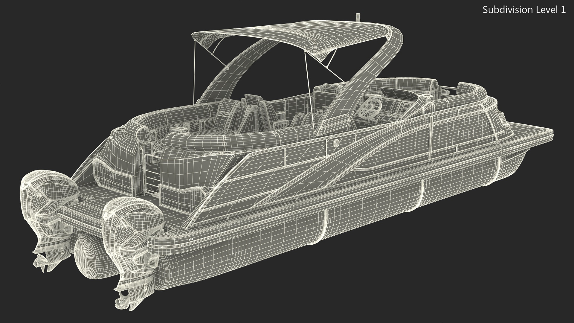 3D Designer Pontoon Boat Blue