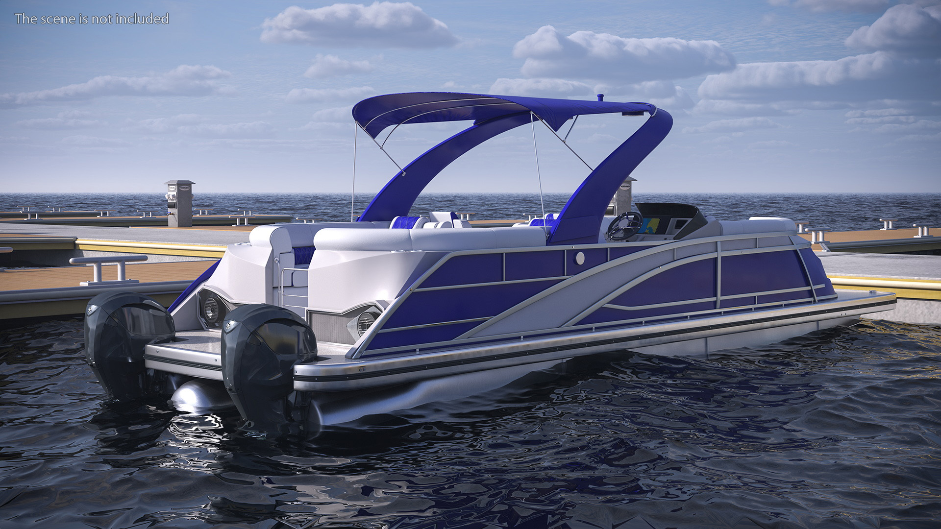 3D Designer Pontoon Boat Blue