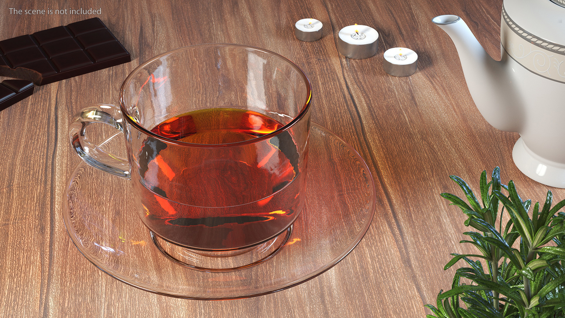 Cup of Tea with Saucer Half Full 3D