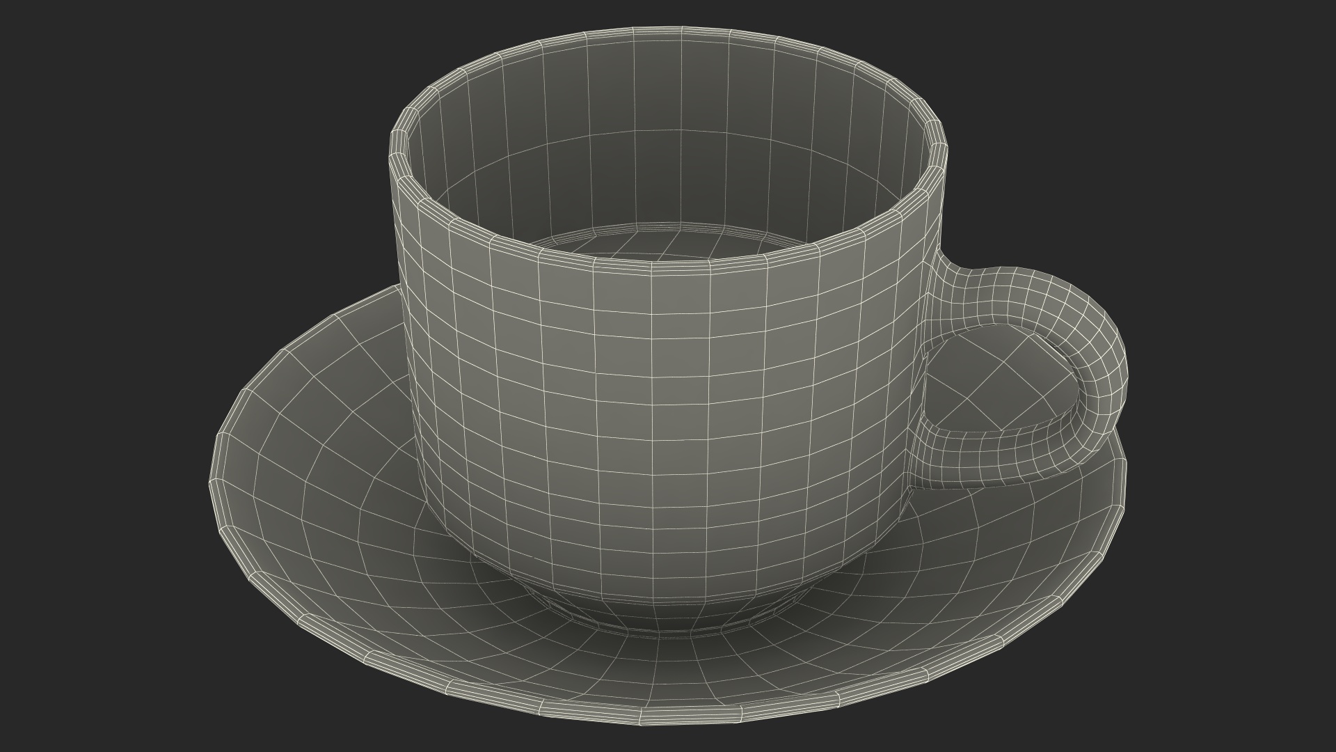 Cup of Tea with Saucer Half Full 3D