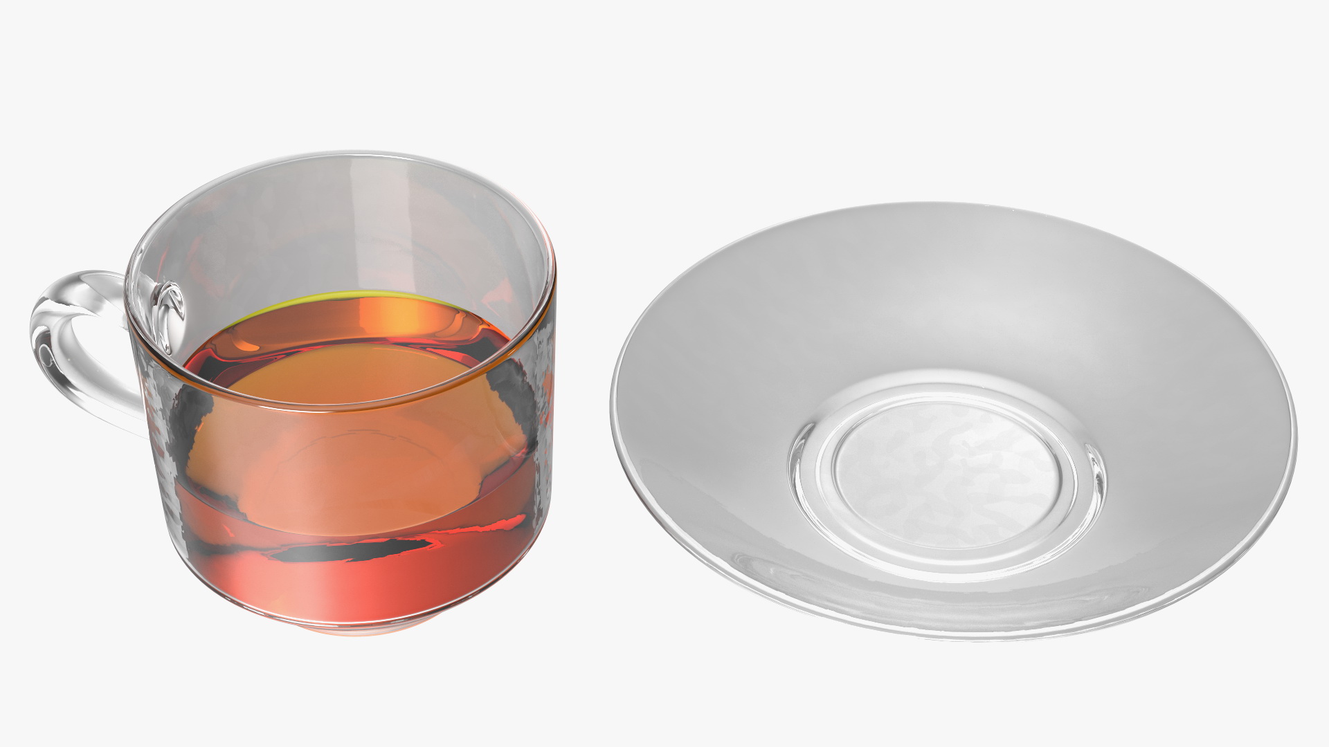 Cup of Tea with Saucer Half Full 3D