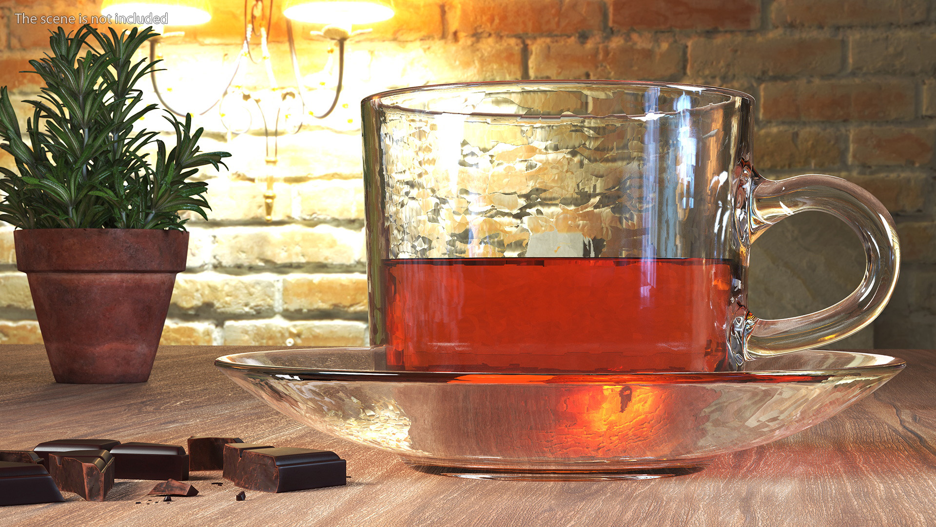 Cup of Tea with Saucer Half Full 3D