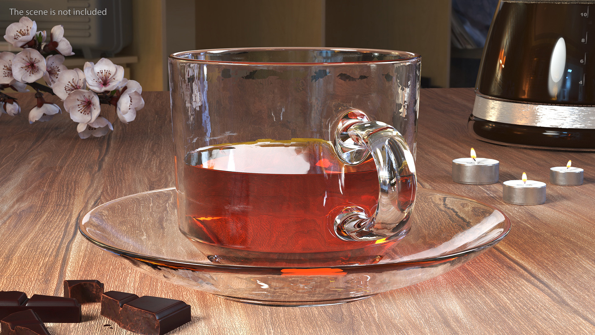 Cup of Tea with Saucer Half Full 3D