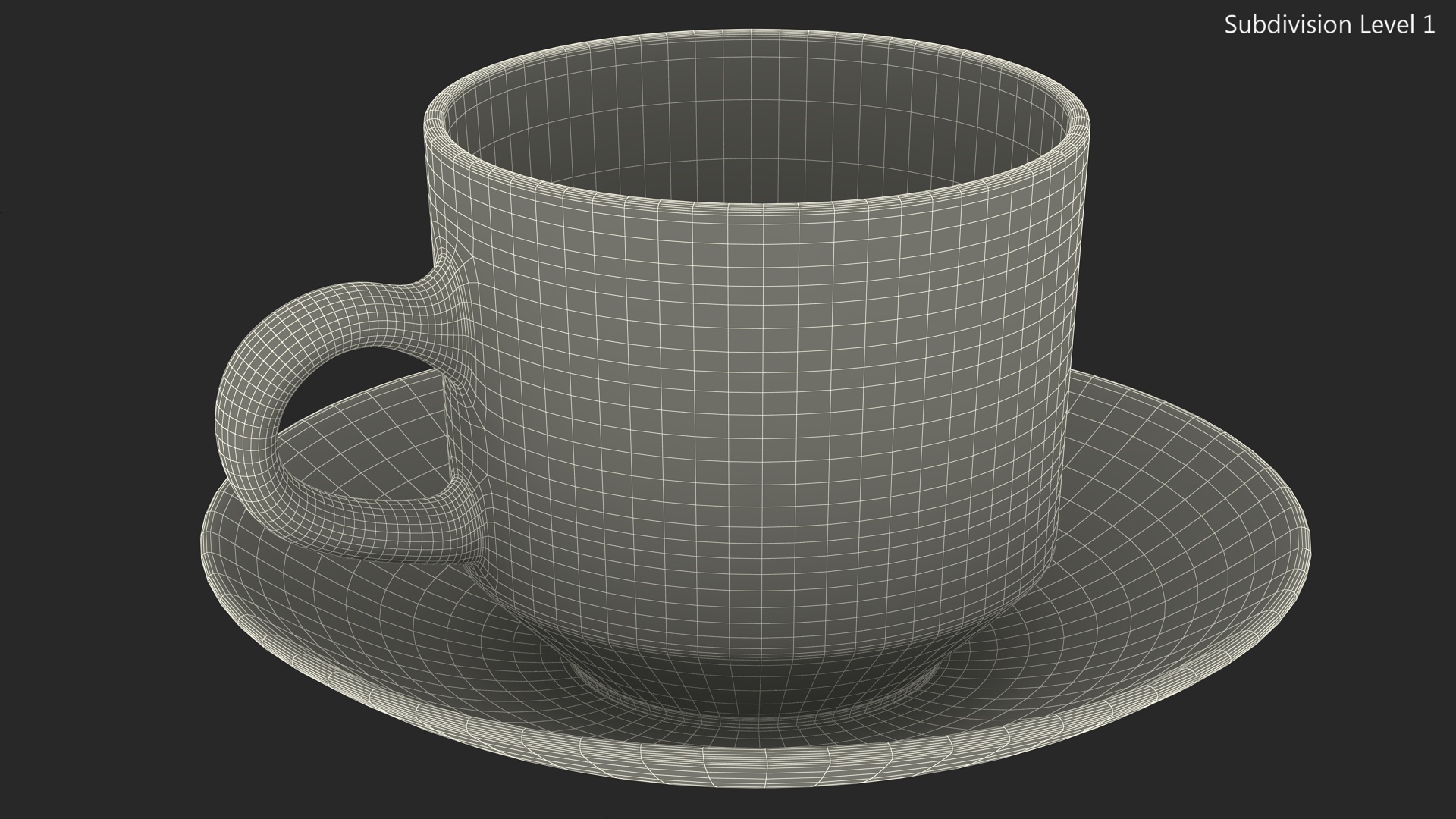 Cup of Tea with Saucer Half Full 3D