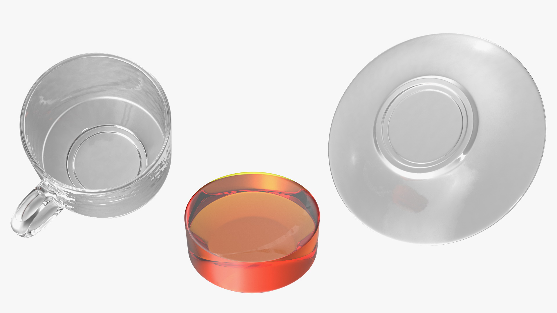 Cup of Tea with Saucer Half Full 3D