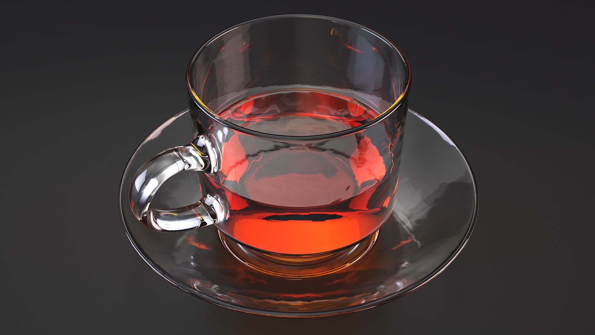 Cup of Tea with Saucer Half Full 3D