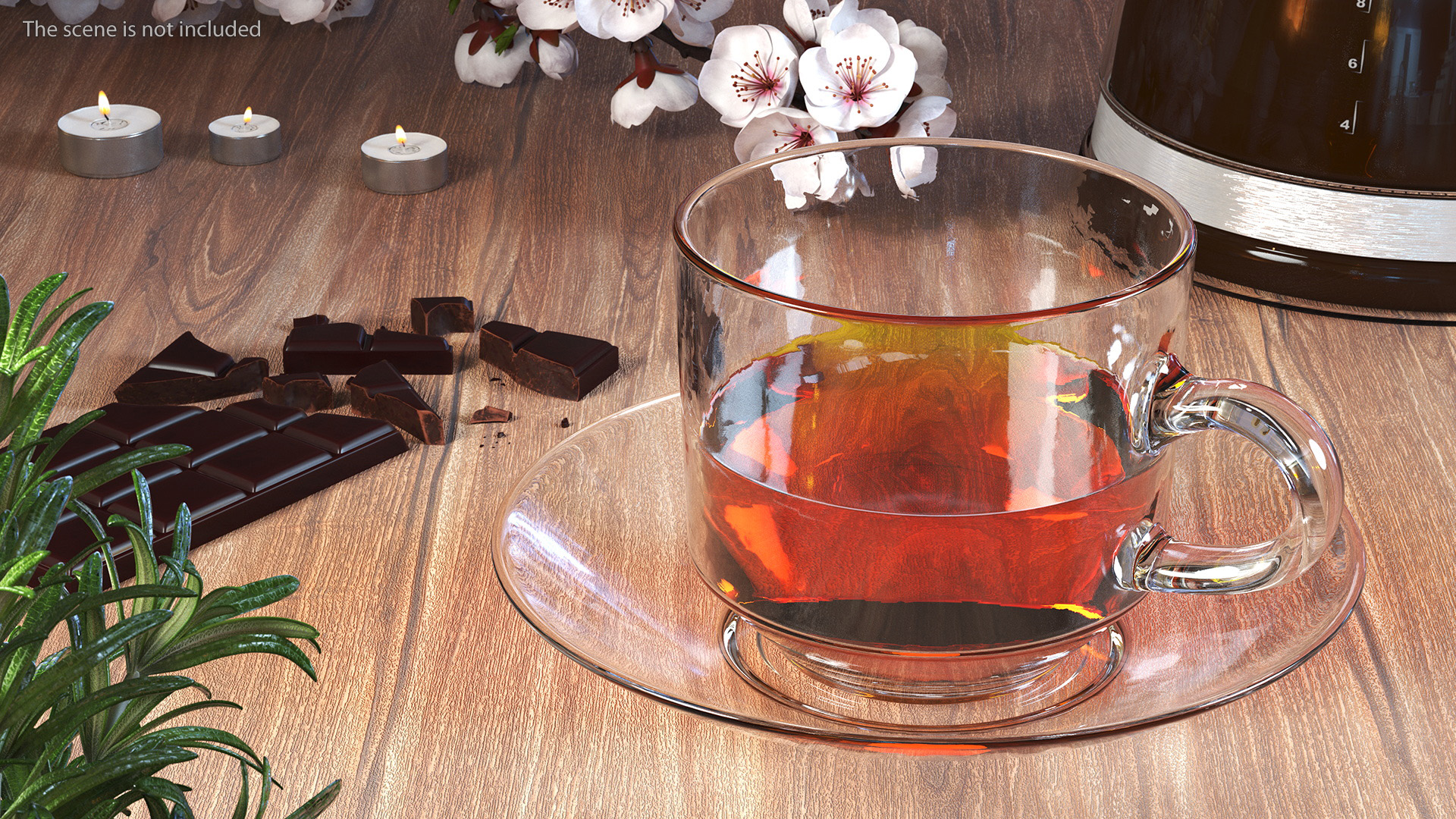 Cup of Tea with Saucer Half Full 3D
