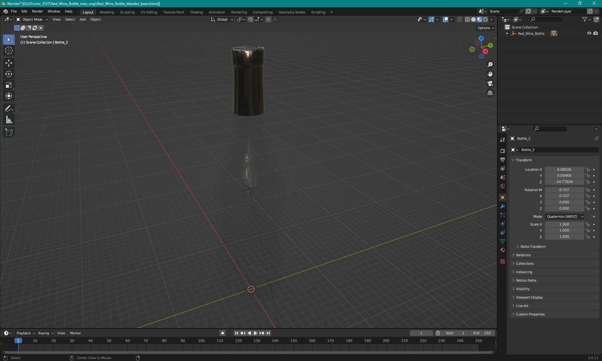 3D model Red Wine Bottle