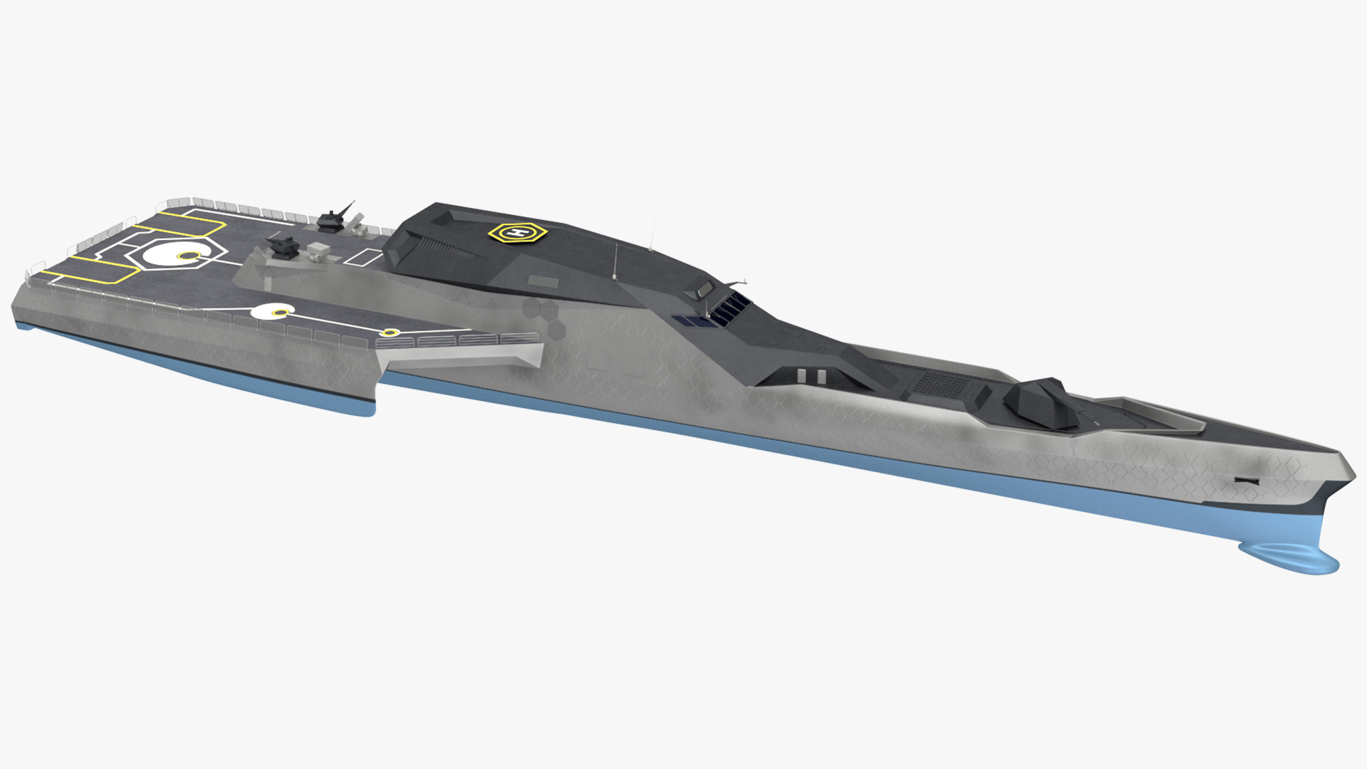 Blue Shark Frigate Rigged for Cinema 4D 3D model