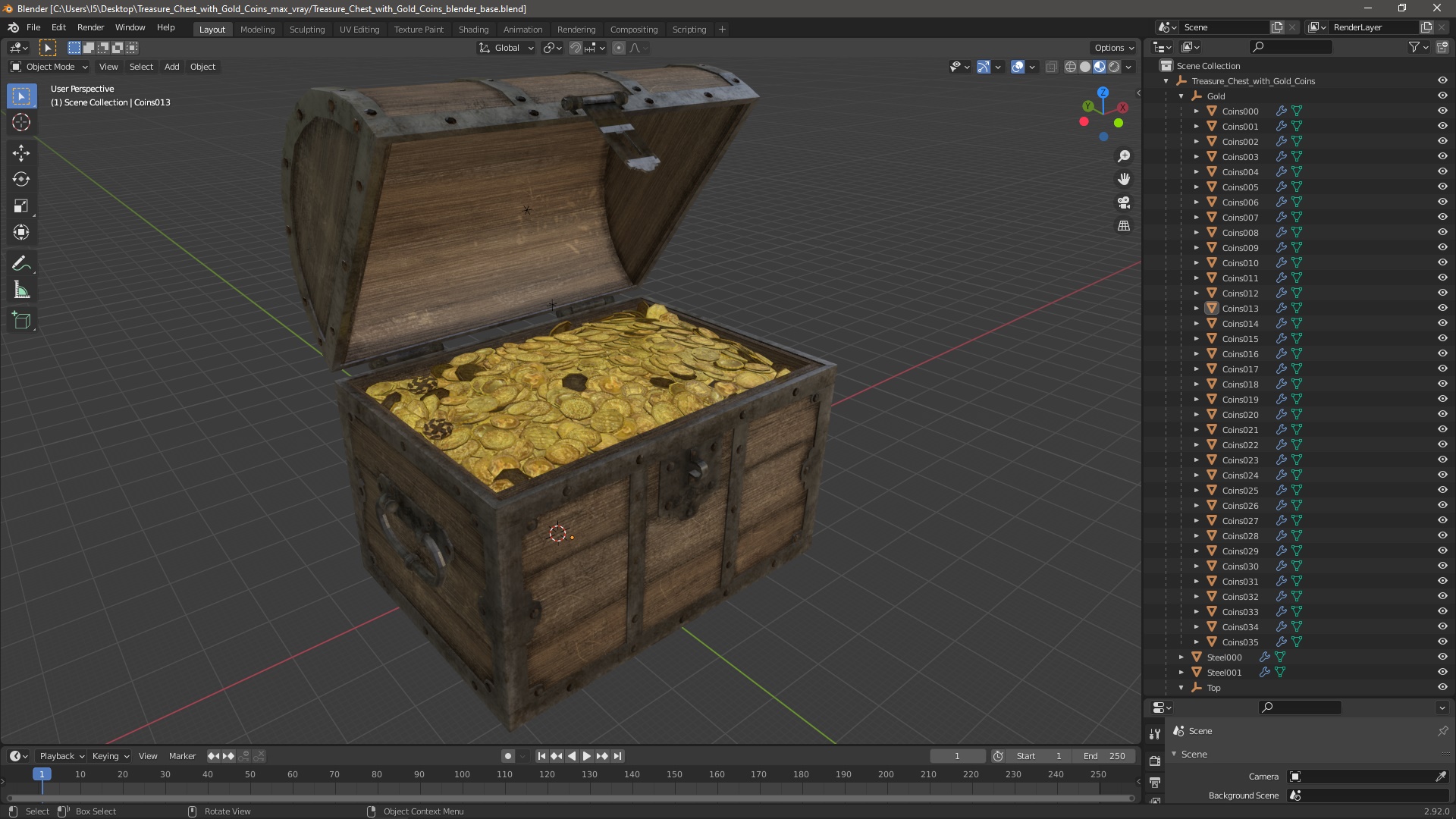 3D model Treasure Chest with Gold Coins