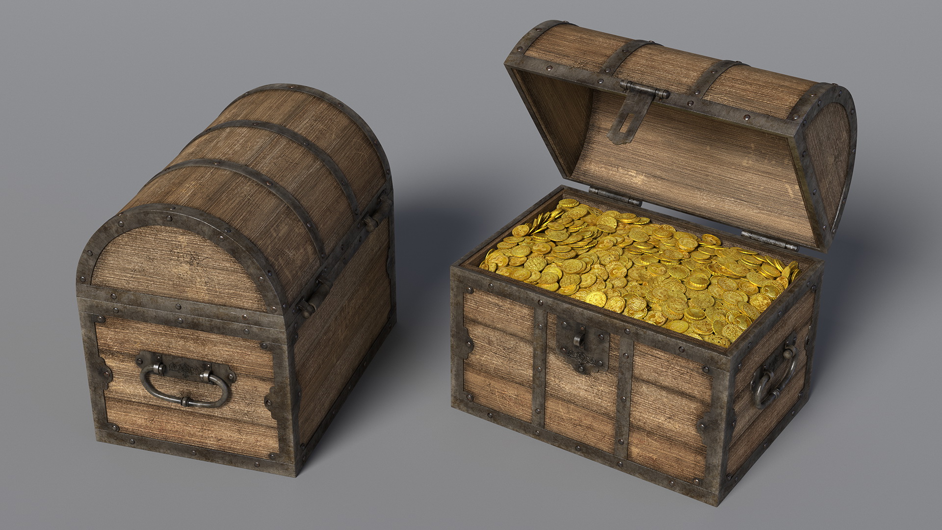 3D model Treasure Chest with Gold Coins