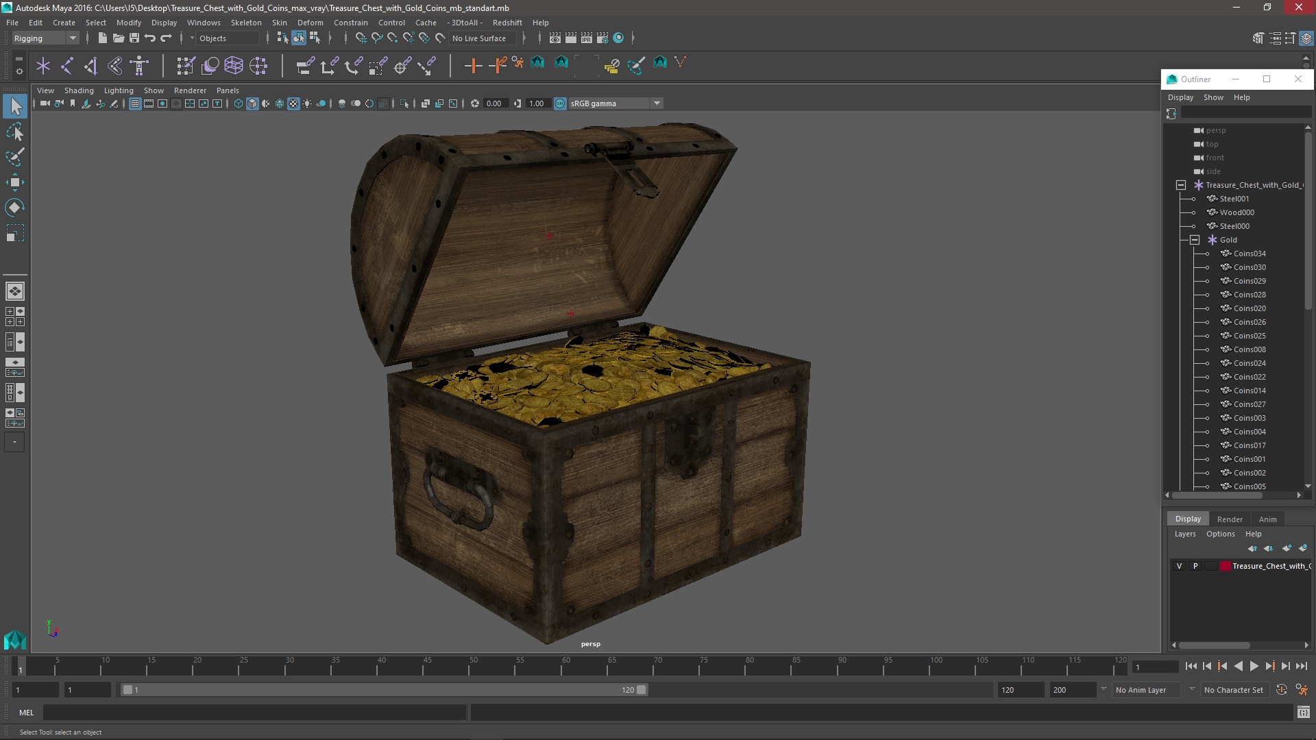 3D model Treasure Chest with Gold Coins