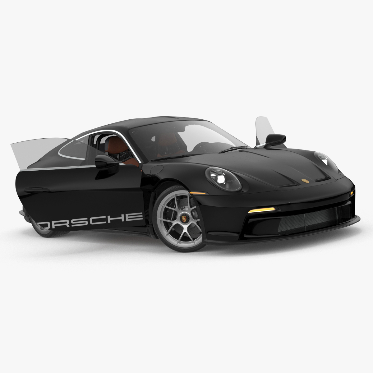 3D Sport Car Porsche 911 2024 Black Rigged for Maya model