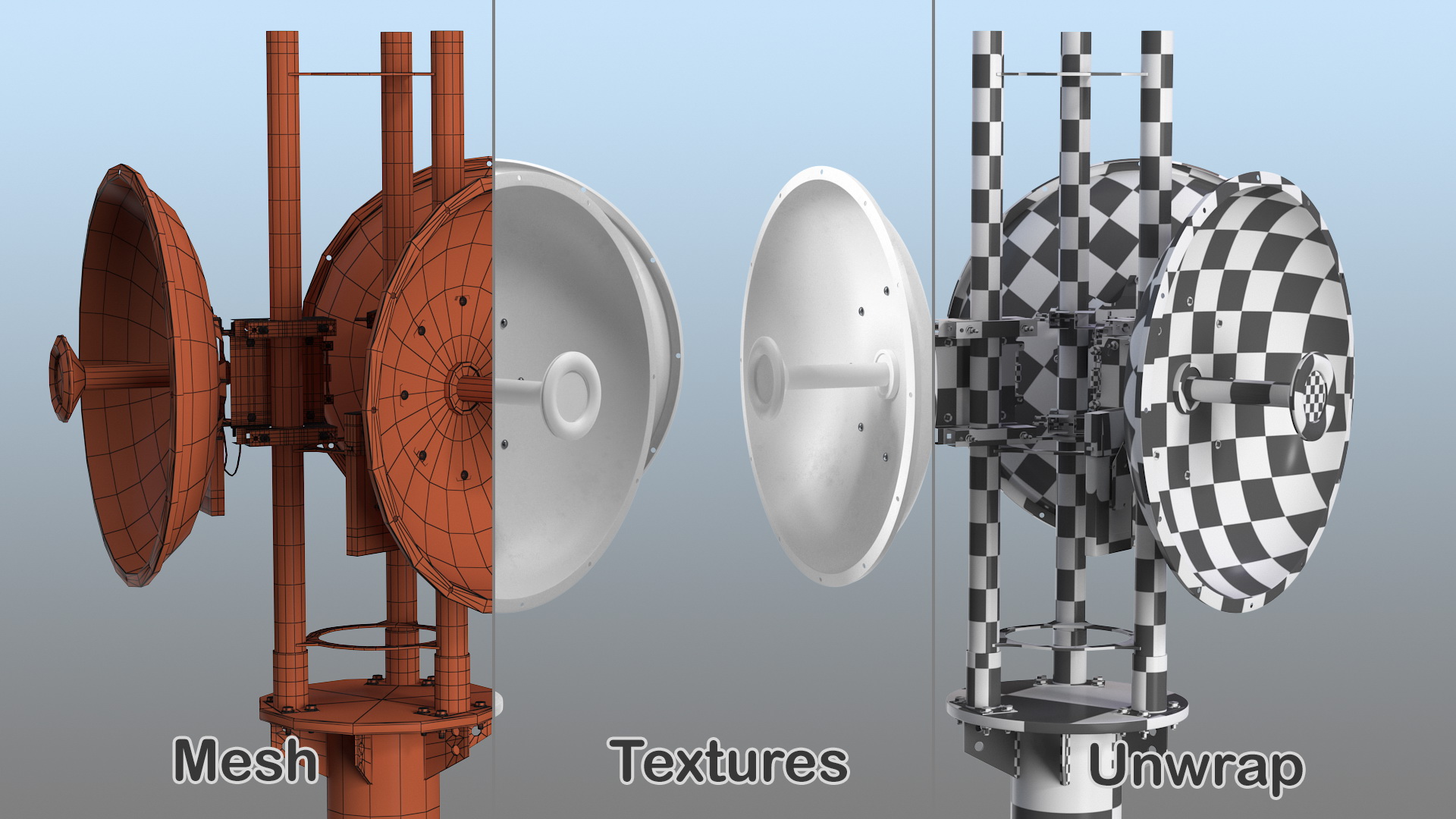 Directional 5GHz Dish Antenna on Pole 3D