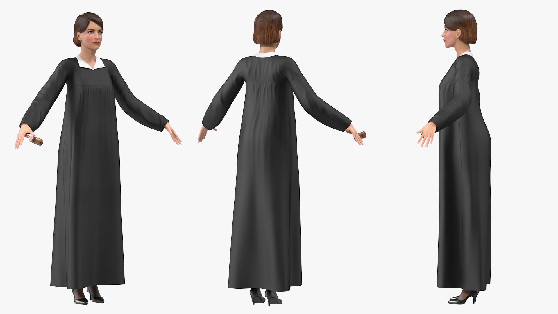 3D model Female Judge with Gavel Rigged