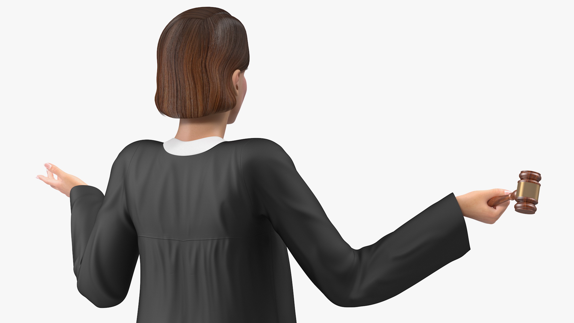 3D model Female Judge with Gavel Rigged