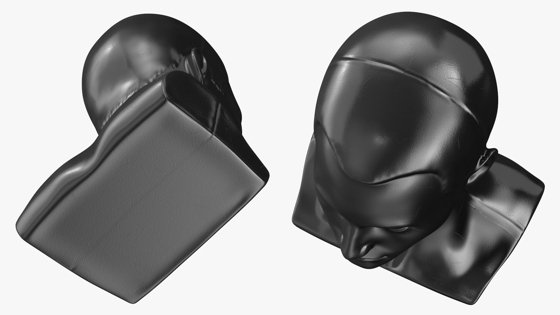 3D model Male Mannequin Head with Hair Black
