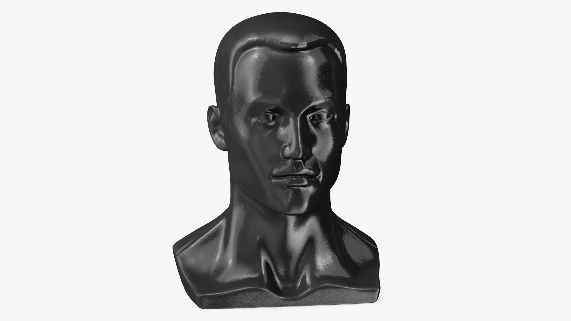 3D model Male Mannequin Head with Hair Black