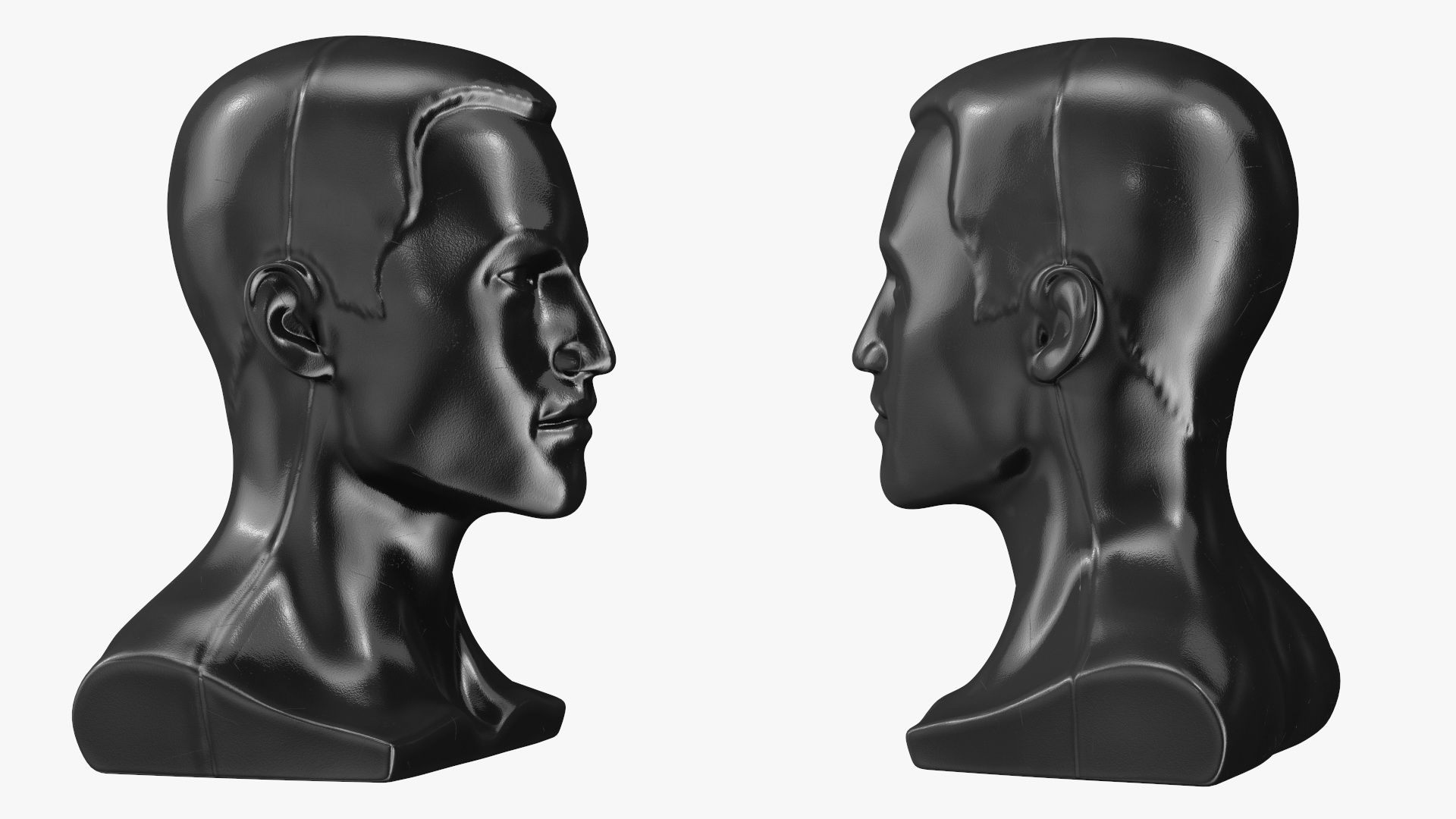 3D model Male Mannequin Head with Hair Black