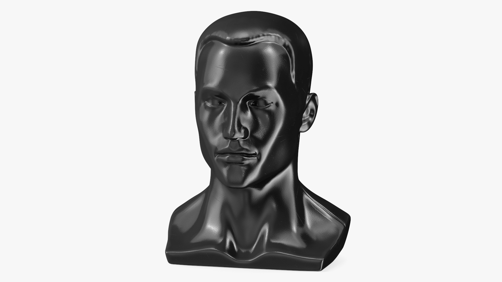 3D model Male Mannequin Head with Hair Black