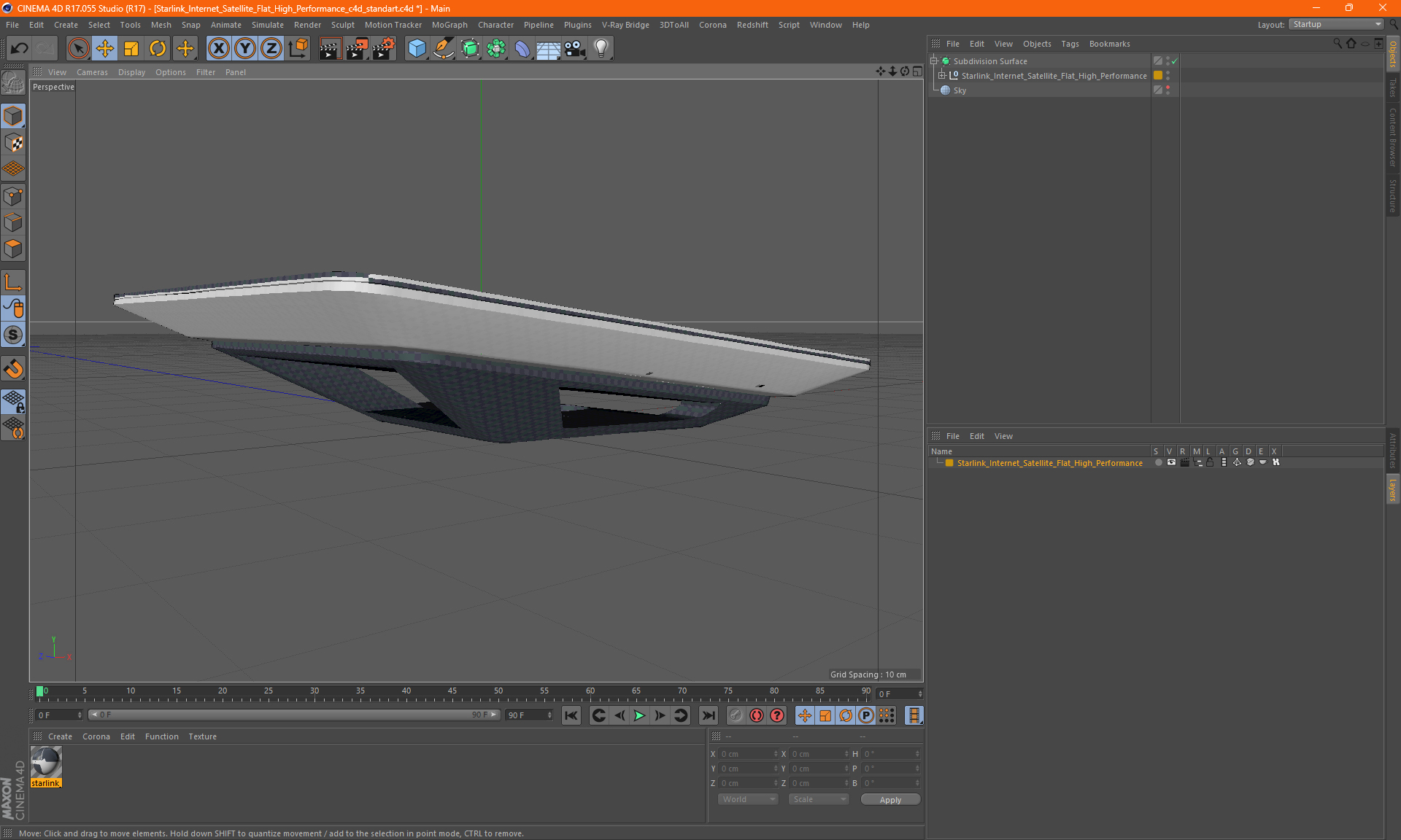 Starlink Internet Satellite Flat High Performance 3D model