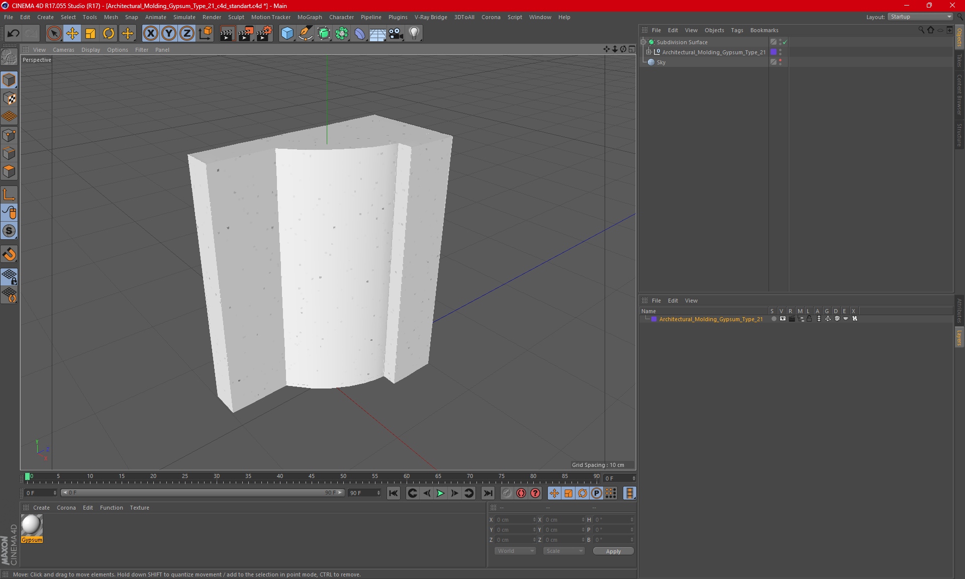 3D Architectural Molding Gypsum Type 21