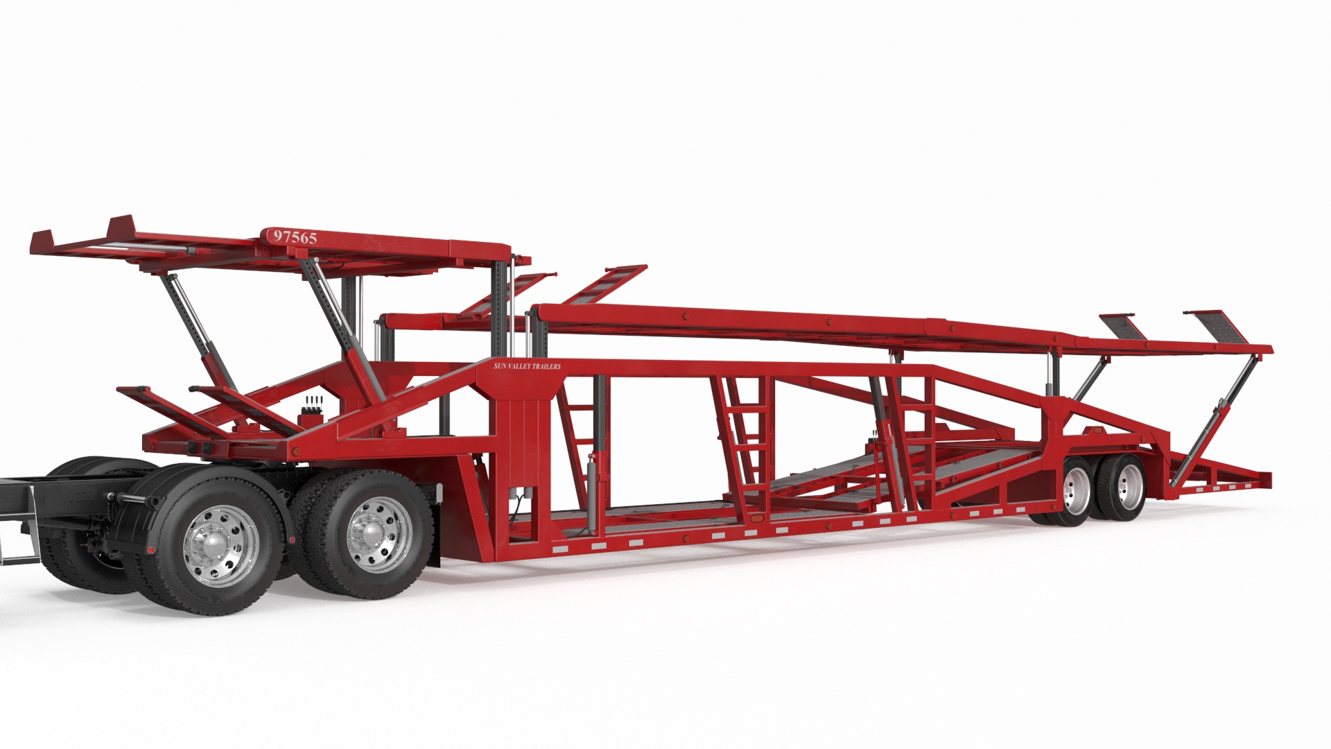 3D Mack CHU613 Truck with Sun Valley H5308 Car Carrier Rigged model