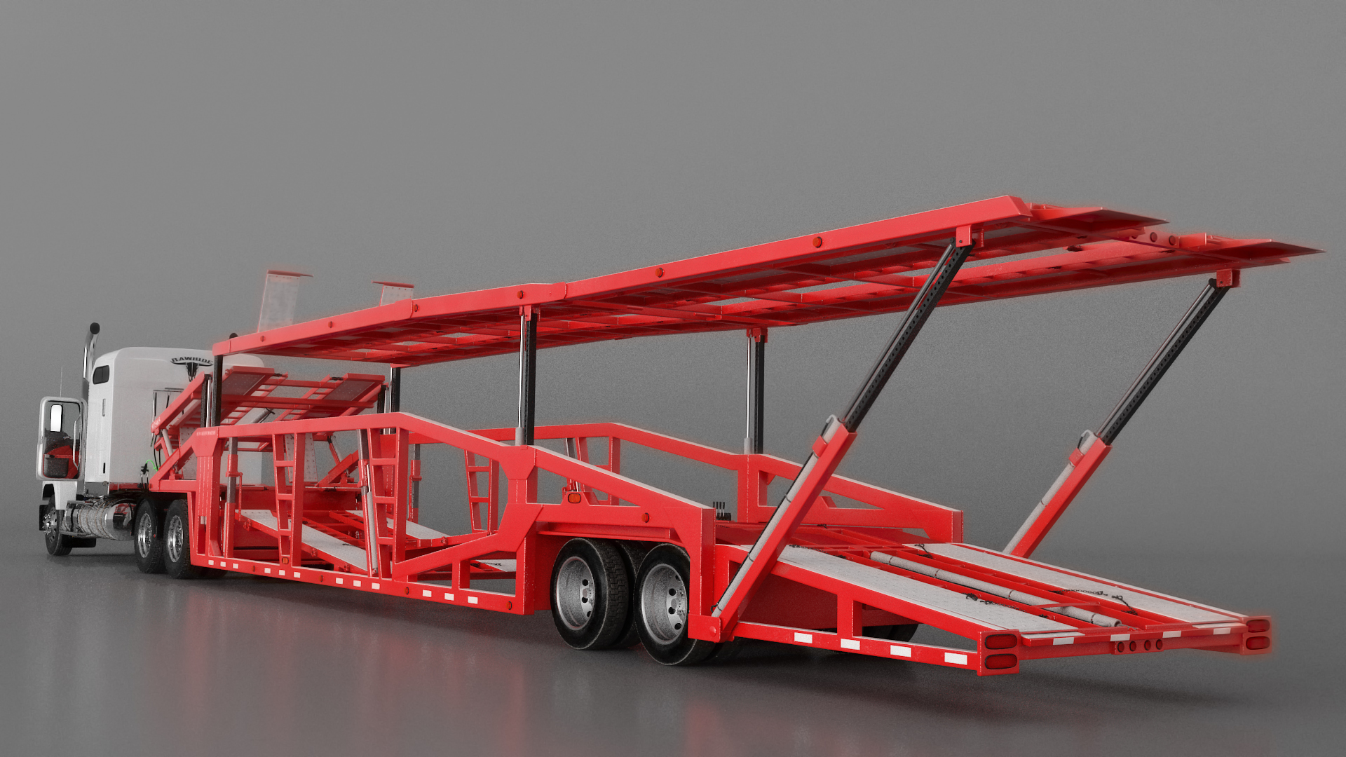 3D Mack CHU613 Truck with Sun Valley H5308 Car Carrier Rigged model