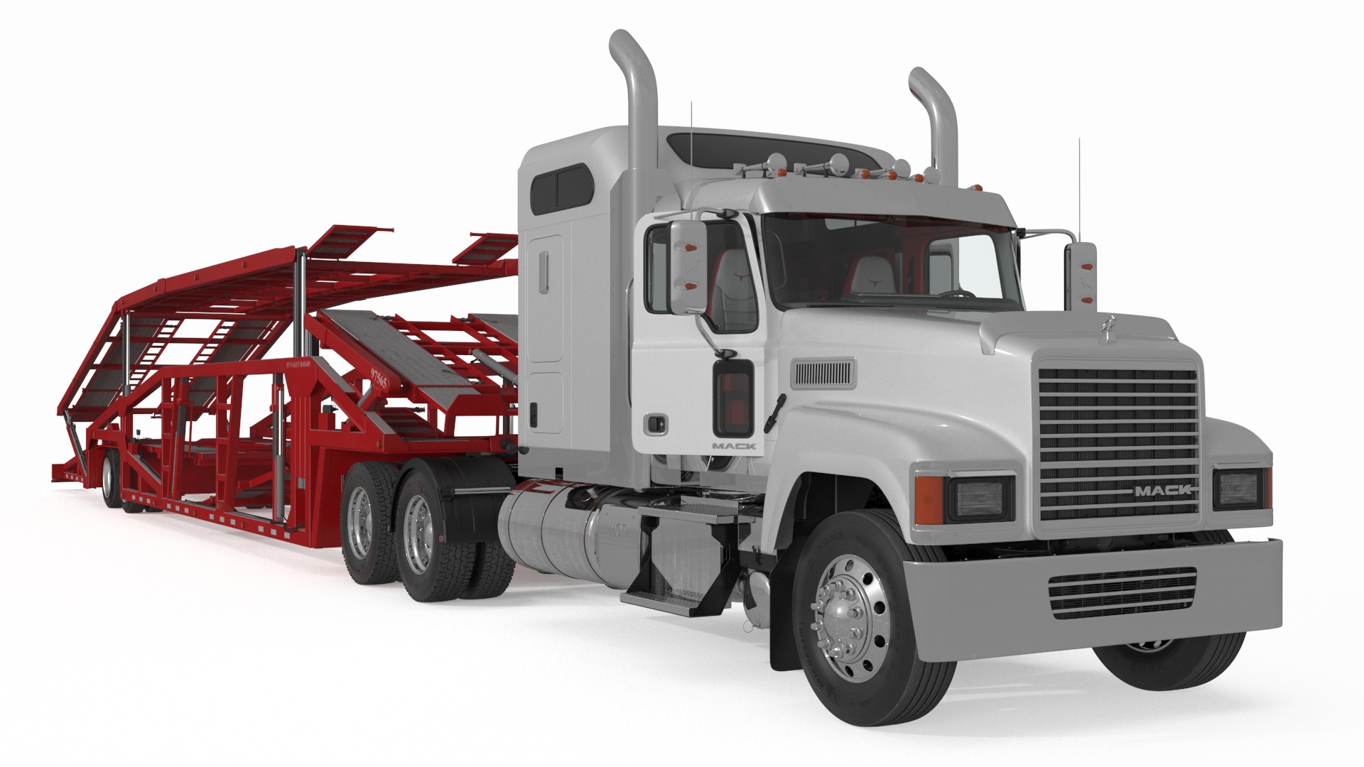 3D Mack CHU613 Truck with Sun Valley H5308 Car Carrier Rigged model