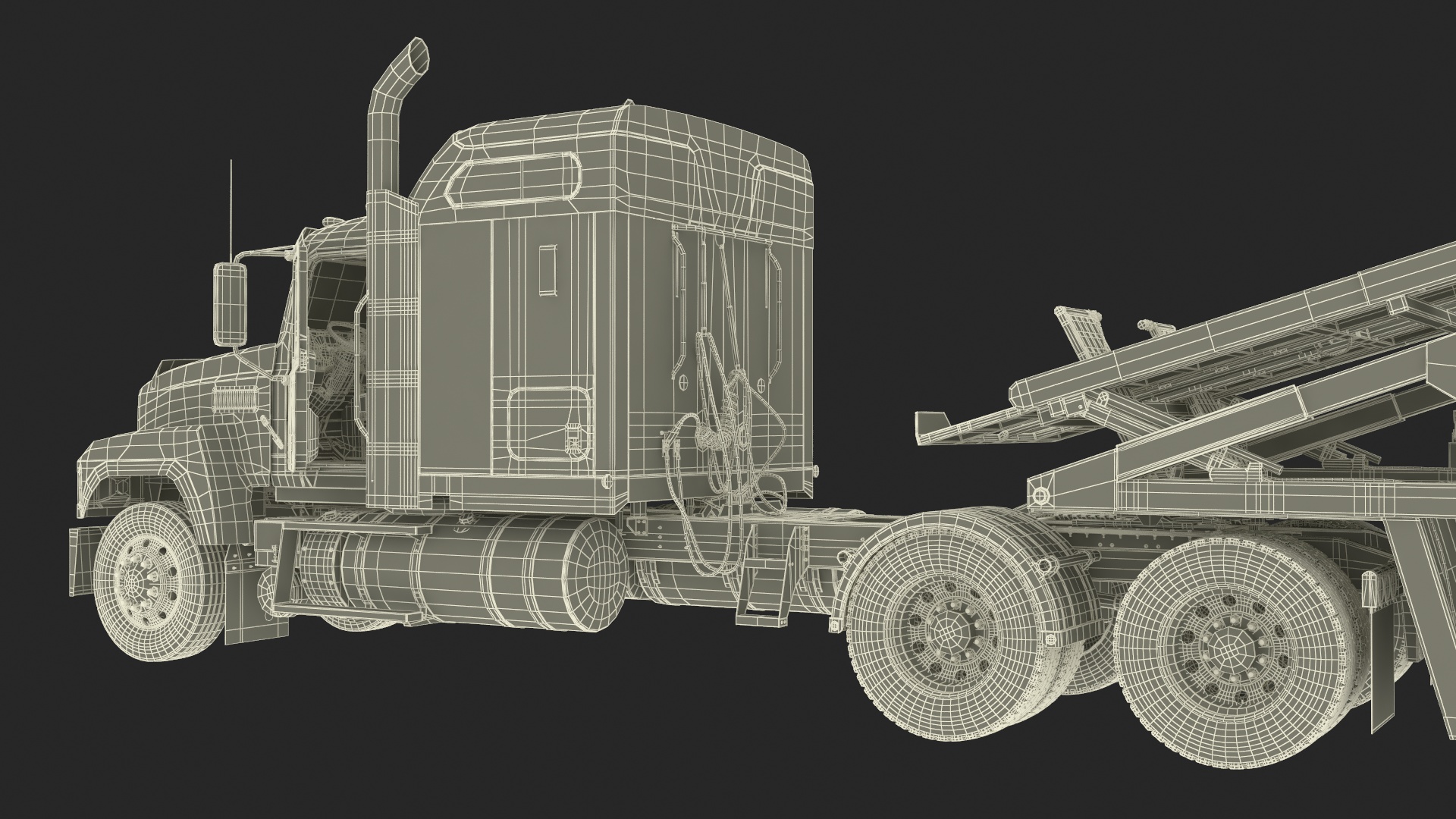 3D Mack CHU613 Truck with Sun Valley H5308 Car Carrier Rigged model