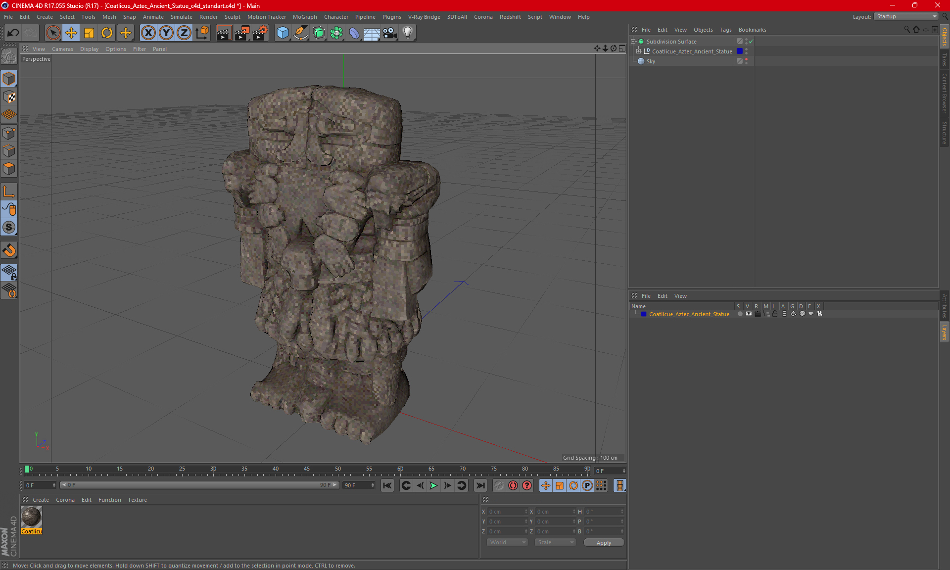 3D model Coatlicue Aztec Ancient Statue