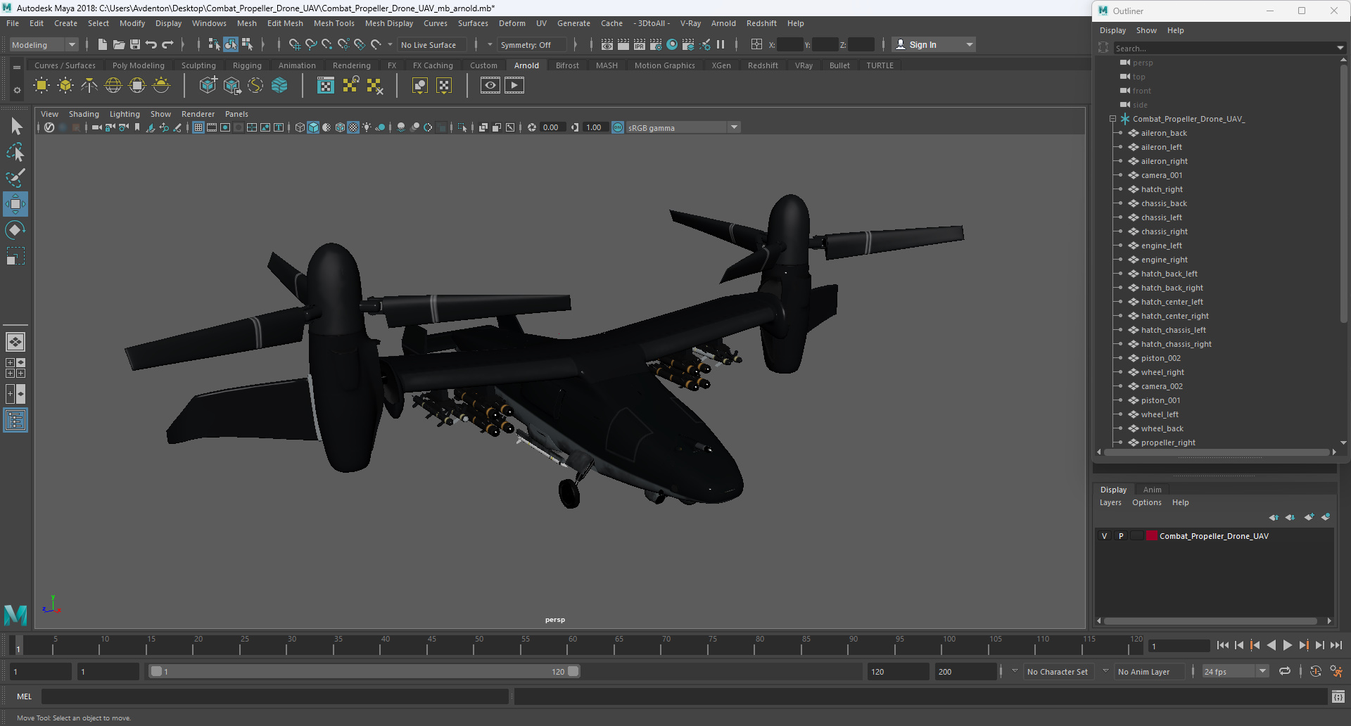 3D Combat Propeller Drone UAV