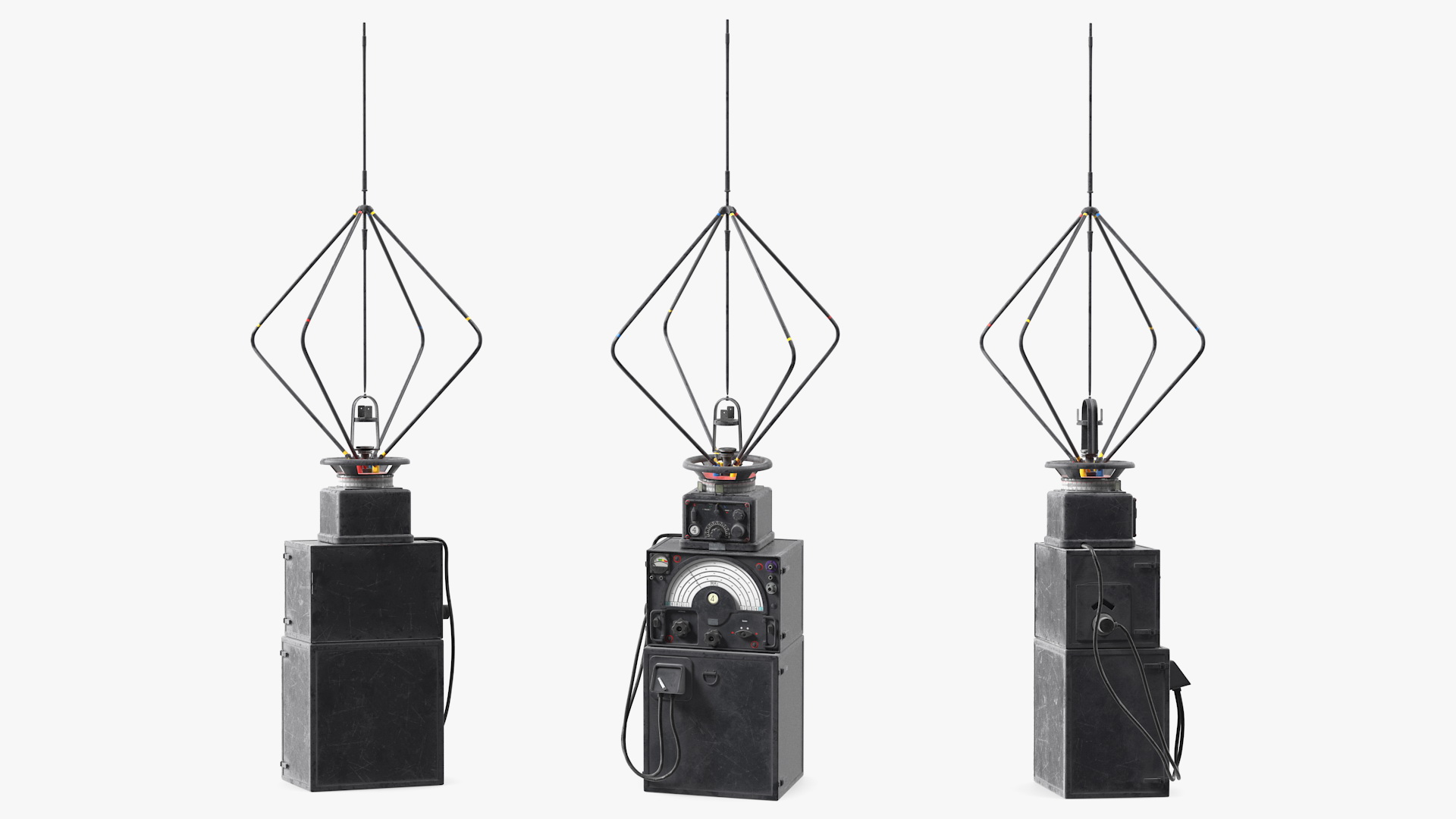 WW2 Radio Direction Finder Antenna with Amplifier 3D model
