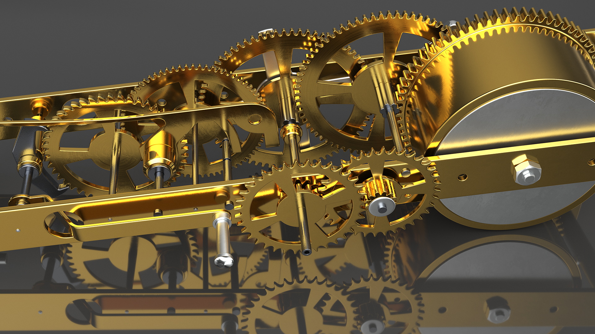 3D Golden Clockwork Gear