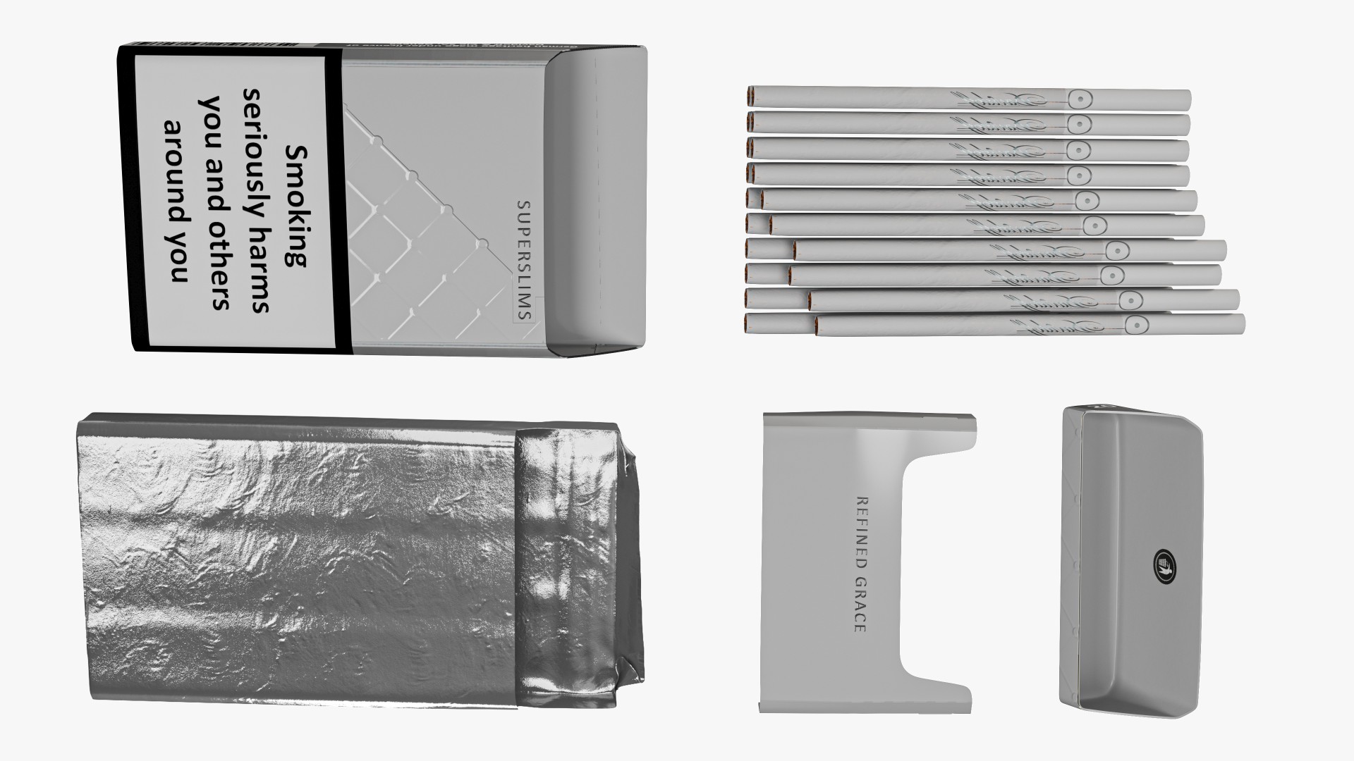 Pack of Cigarettes Davidoff White Super Slim 3D model