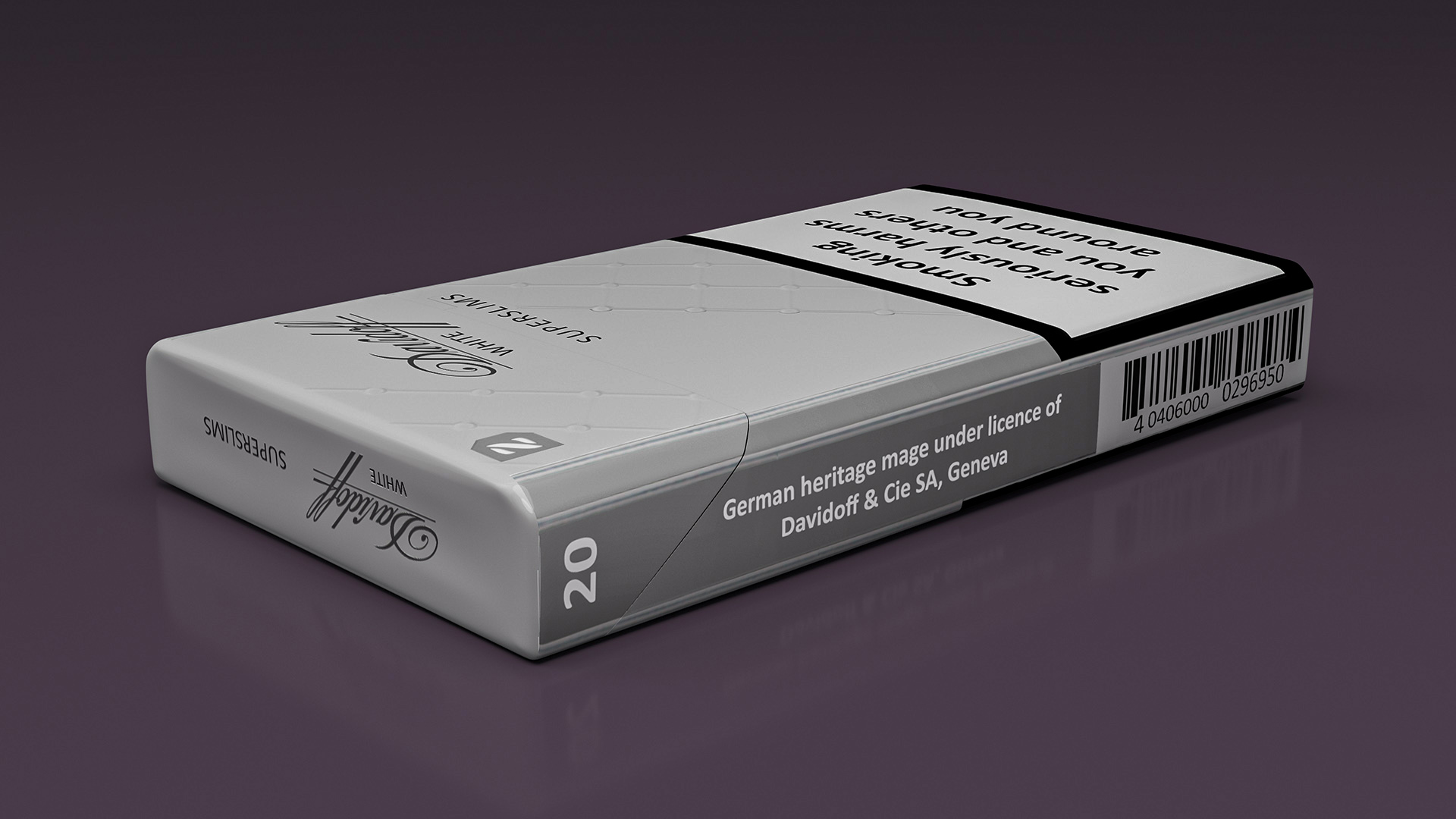 Pack of Cigarettes Davidoff White Super Slim 3D model