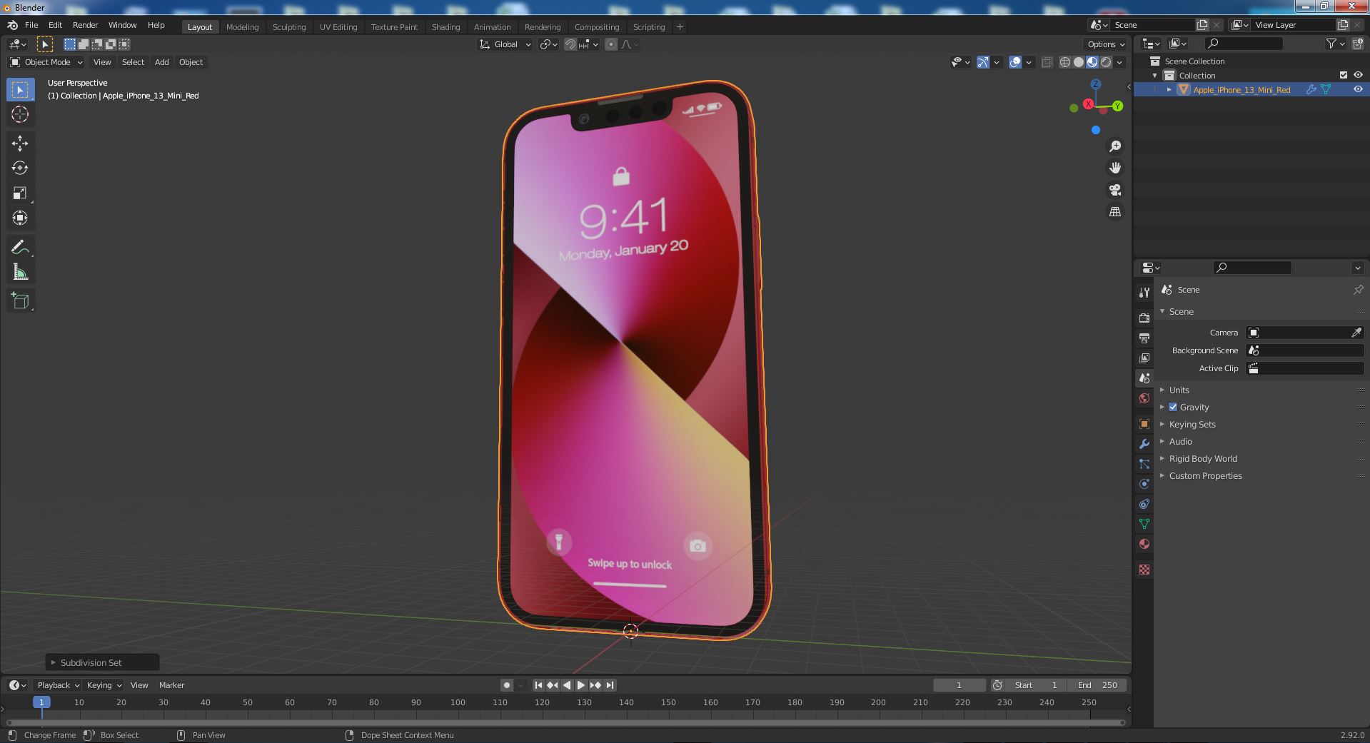 Apple iPhone 13 Mini Red 3D model