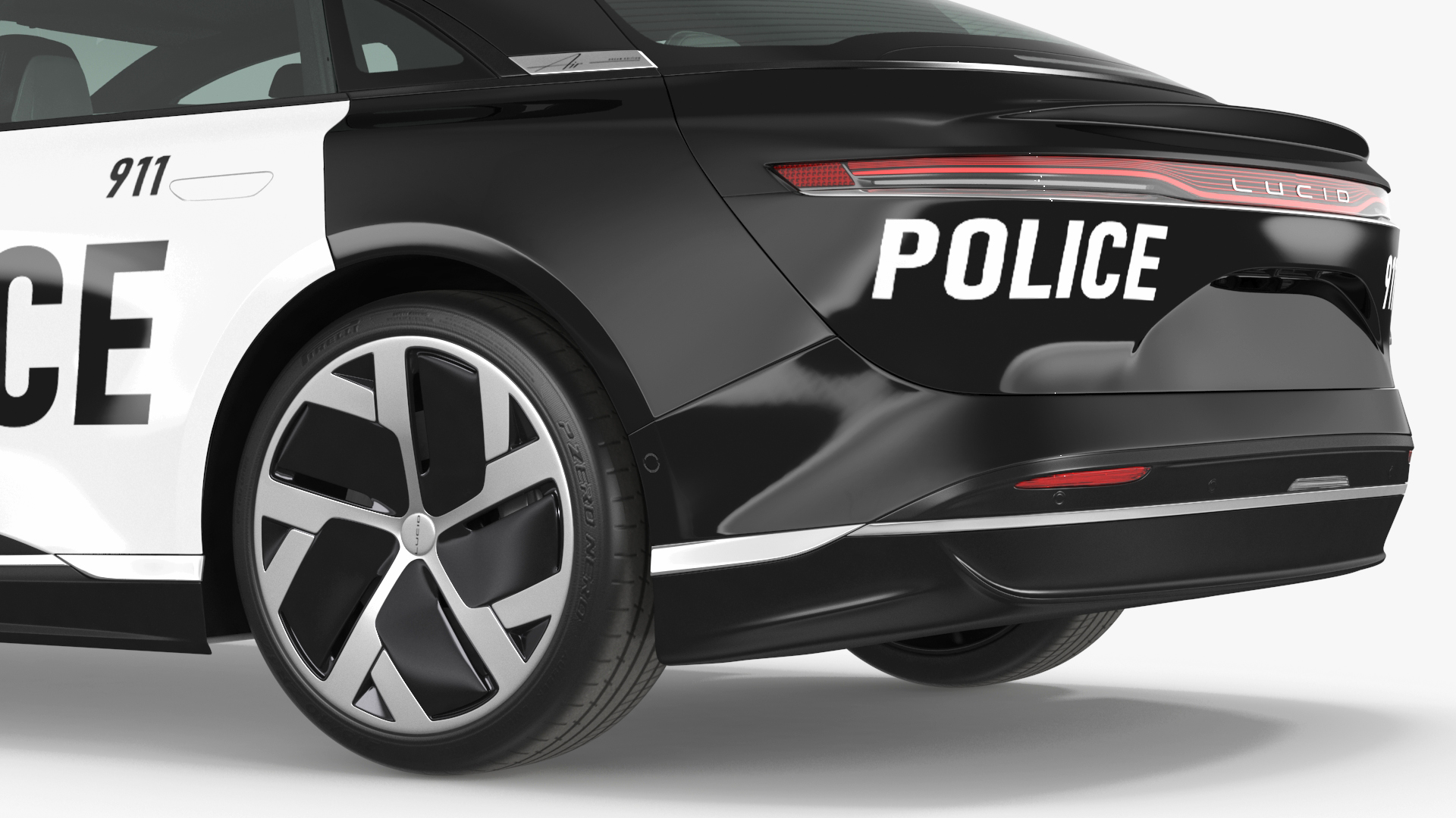 3D Lucid Air Electric Police Car with Drone Launch Pad