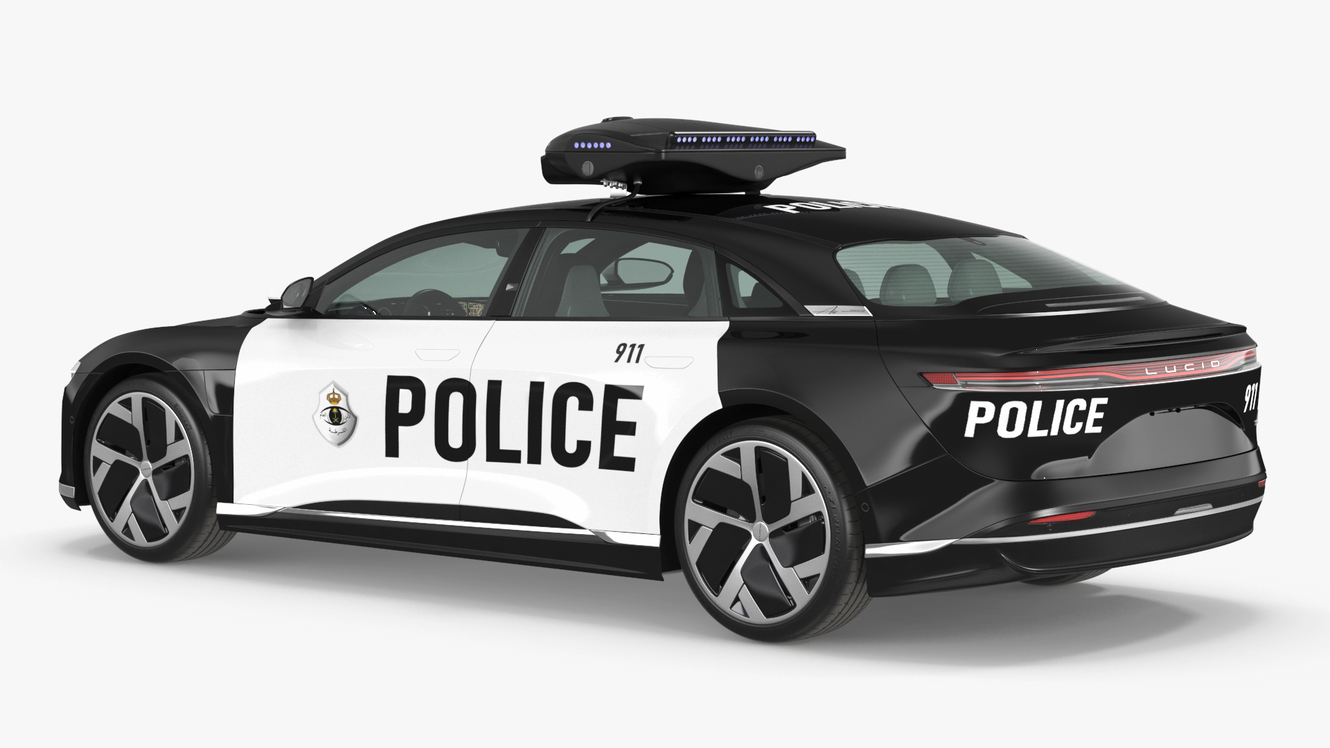 3D Lucid Air Electric Police Car with Drone Launch Pad
