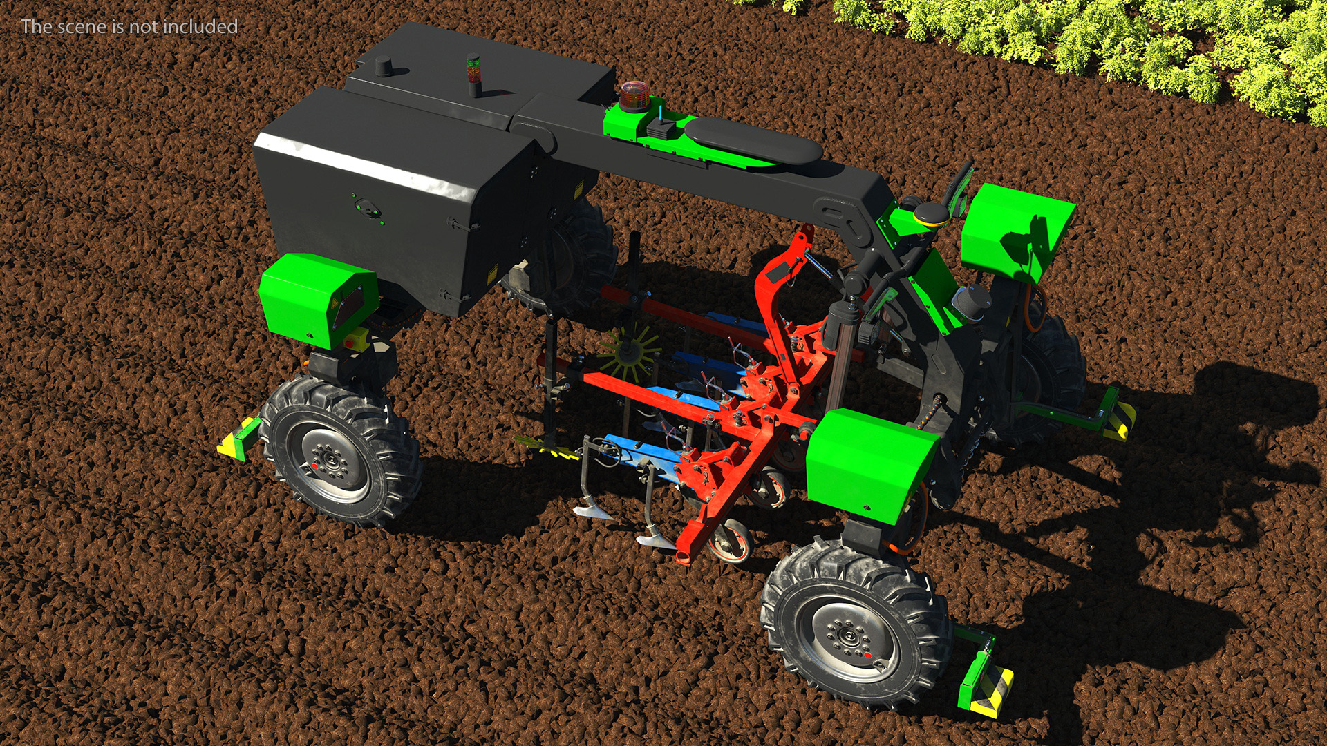 Dusty Autonomous Farm Robot Rigged 3D model