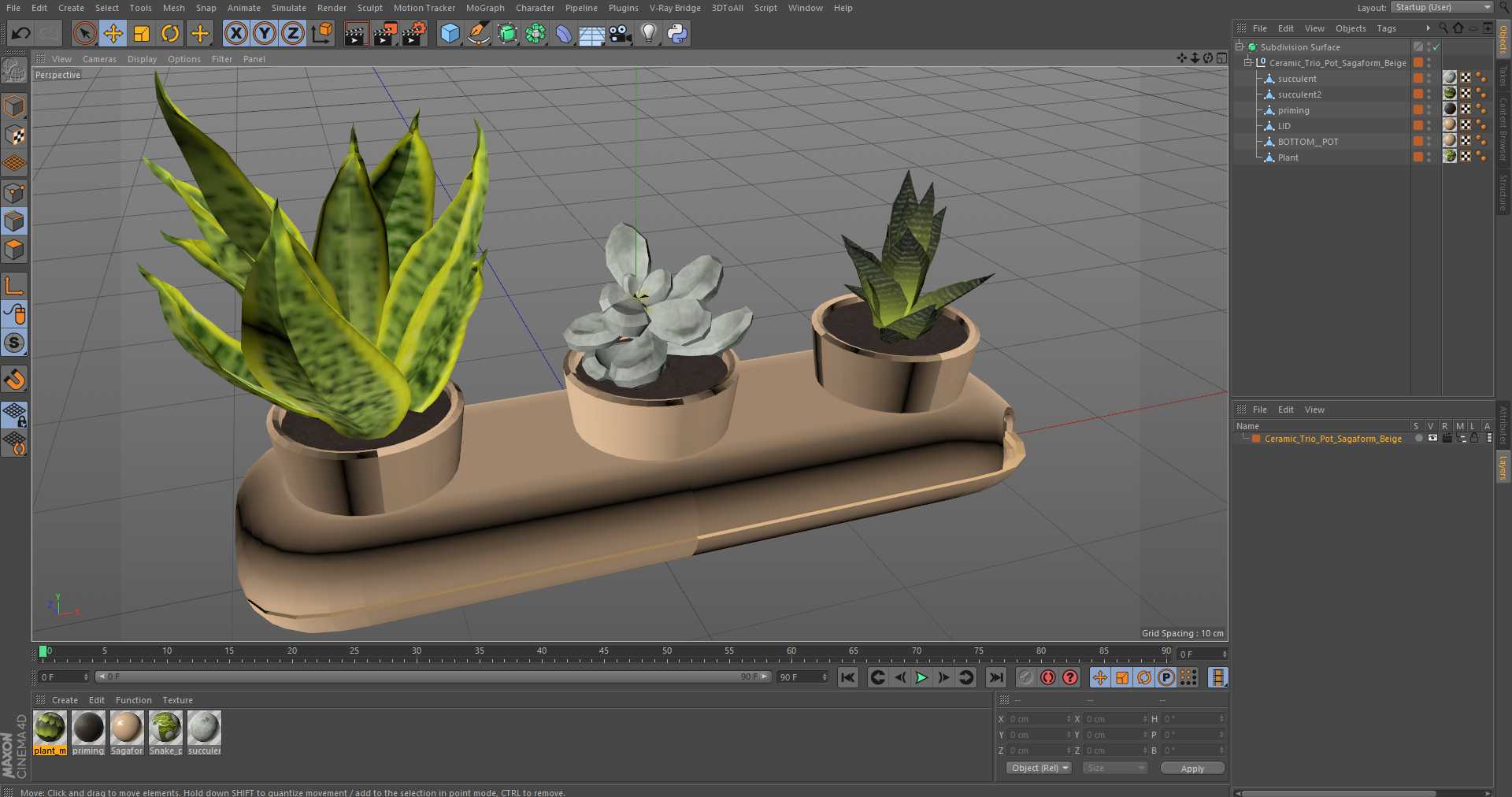 3D Ceramic Trio Pot Sagaform Beige